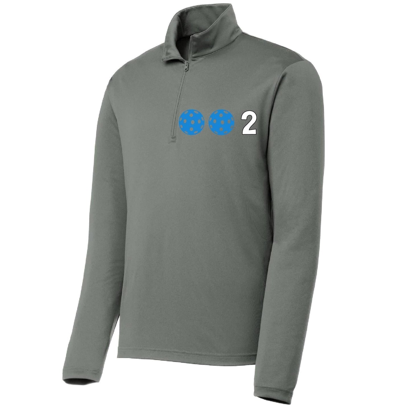 002 Pickleball (Colors Yellow White Or Cyan) | Men's 1/4 Zip Long Sleeve Pullover Athletic Performance Shirt | 100% Polyester