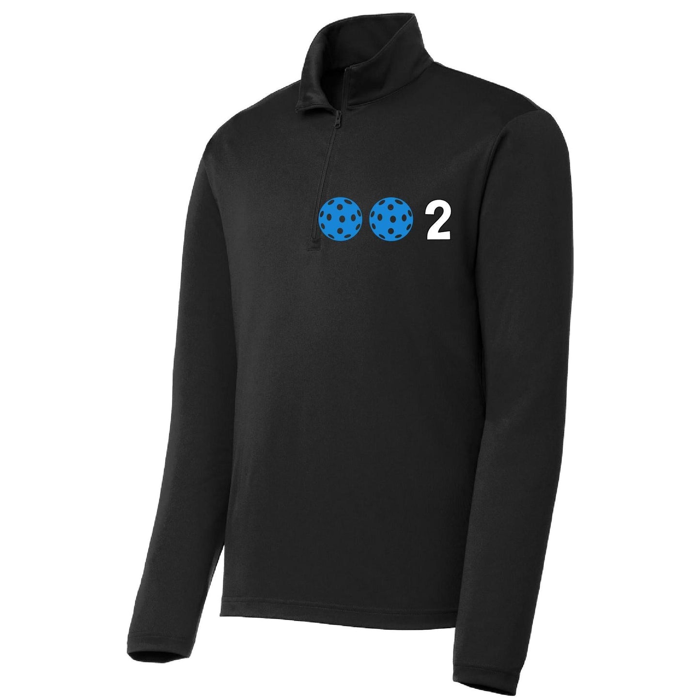 002 Pickleball (Colors Yellow White Or Cyan) | Men's 1/4 Zip Long Sleeve Pullover Athletic Performance Shirt | 100% Polyester