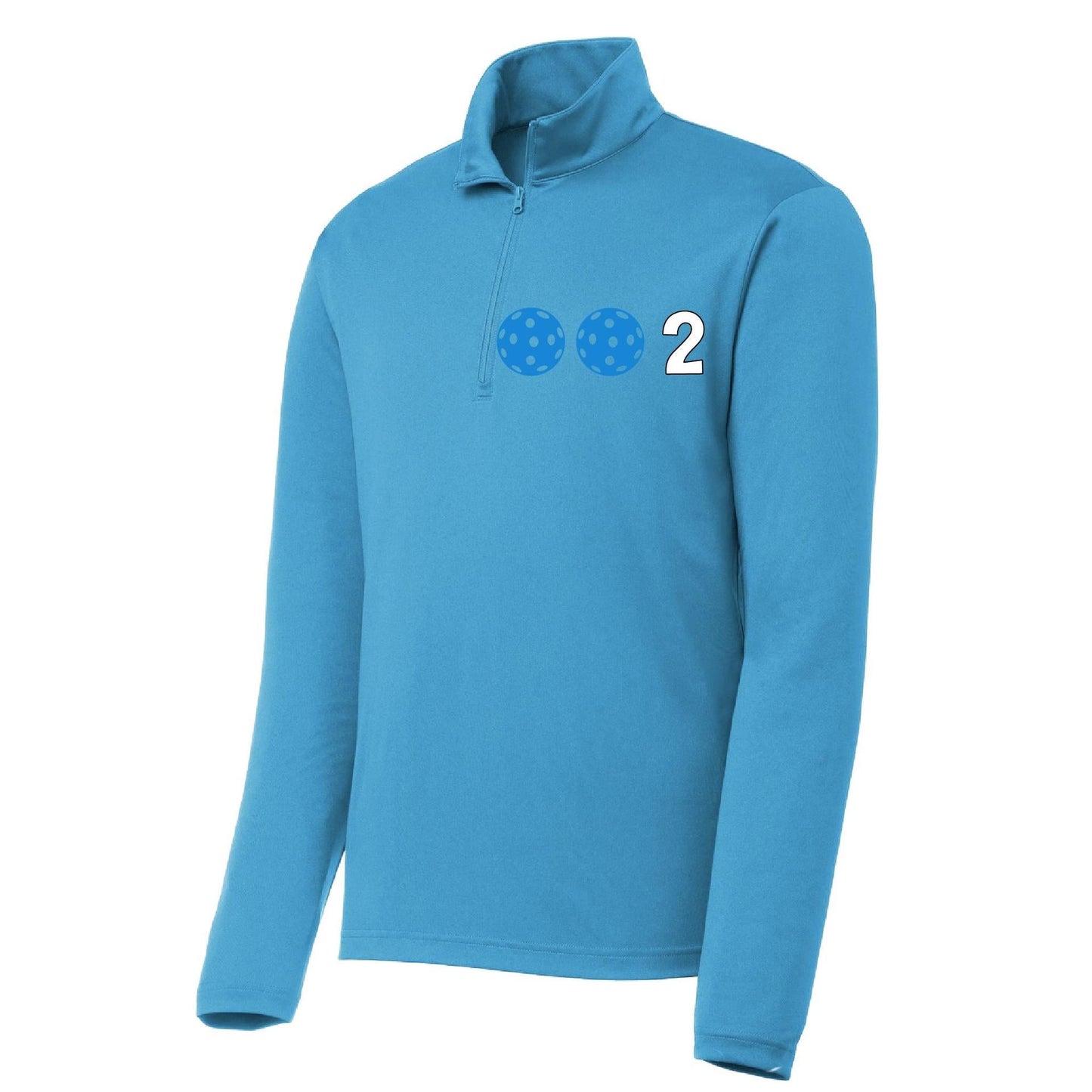 002 Pickleball (Colors Yellow White Or Cyan) | Men's 1/4 Zip Long Sleeve Pullover Athletic Performance Shirt | 100% Polyester