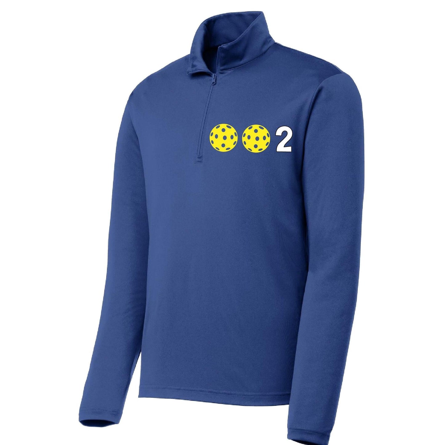 002 Pickleball (Colors Yellow White Or Cyan) | Men's 1/4 Zip Long Sleeve Pullover Athletic Performance Shirt | 100% Polyester