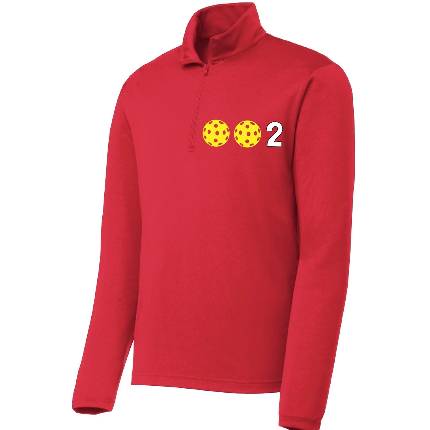 002 Pickleball (Colors Yellow White Or Cyan) | Men's 1/4 Zip Long Sleeve Pullover Athletic Performance Shirt | 100% Polyester