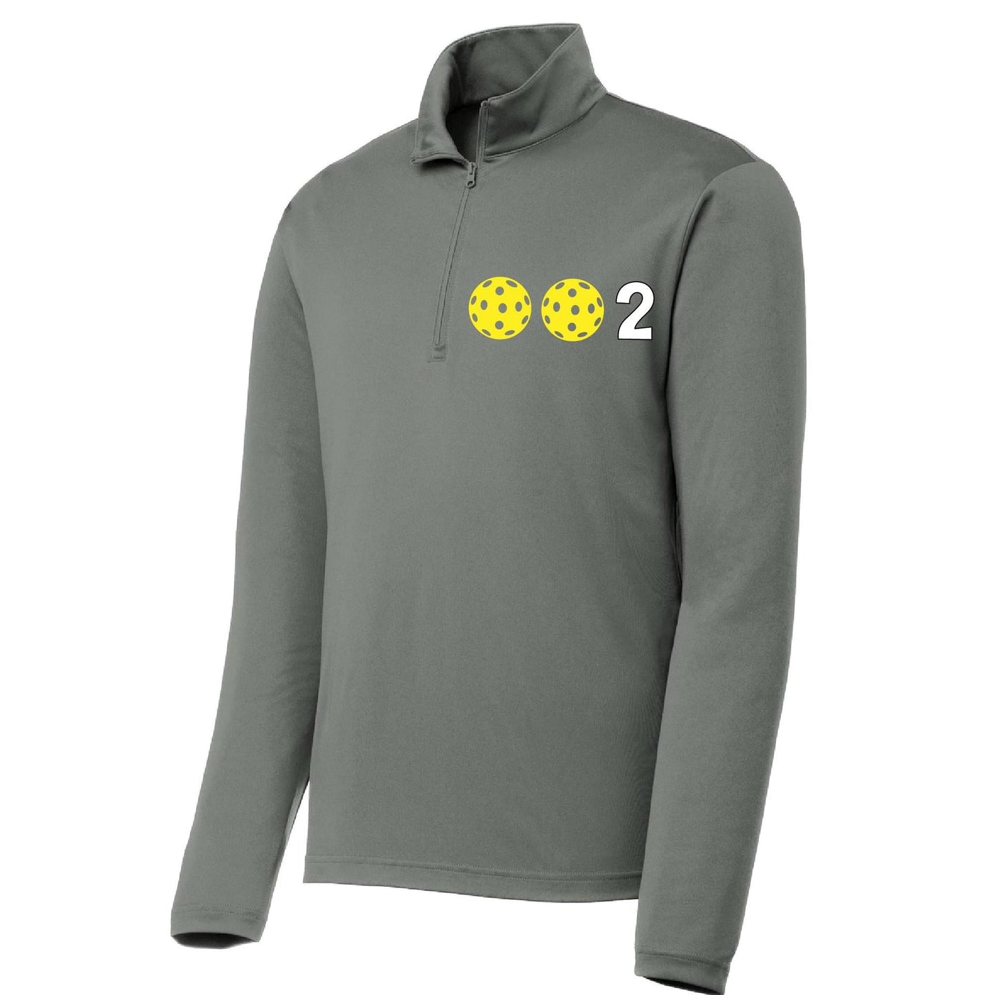 002 Pickleball (Colors Yellow White Or Cyan) | Men's 1/4 Zip Long Sleeve Pullover Athletic Performance Shirt | 100% Polyester