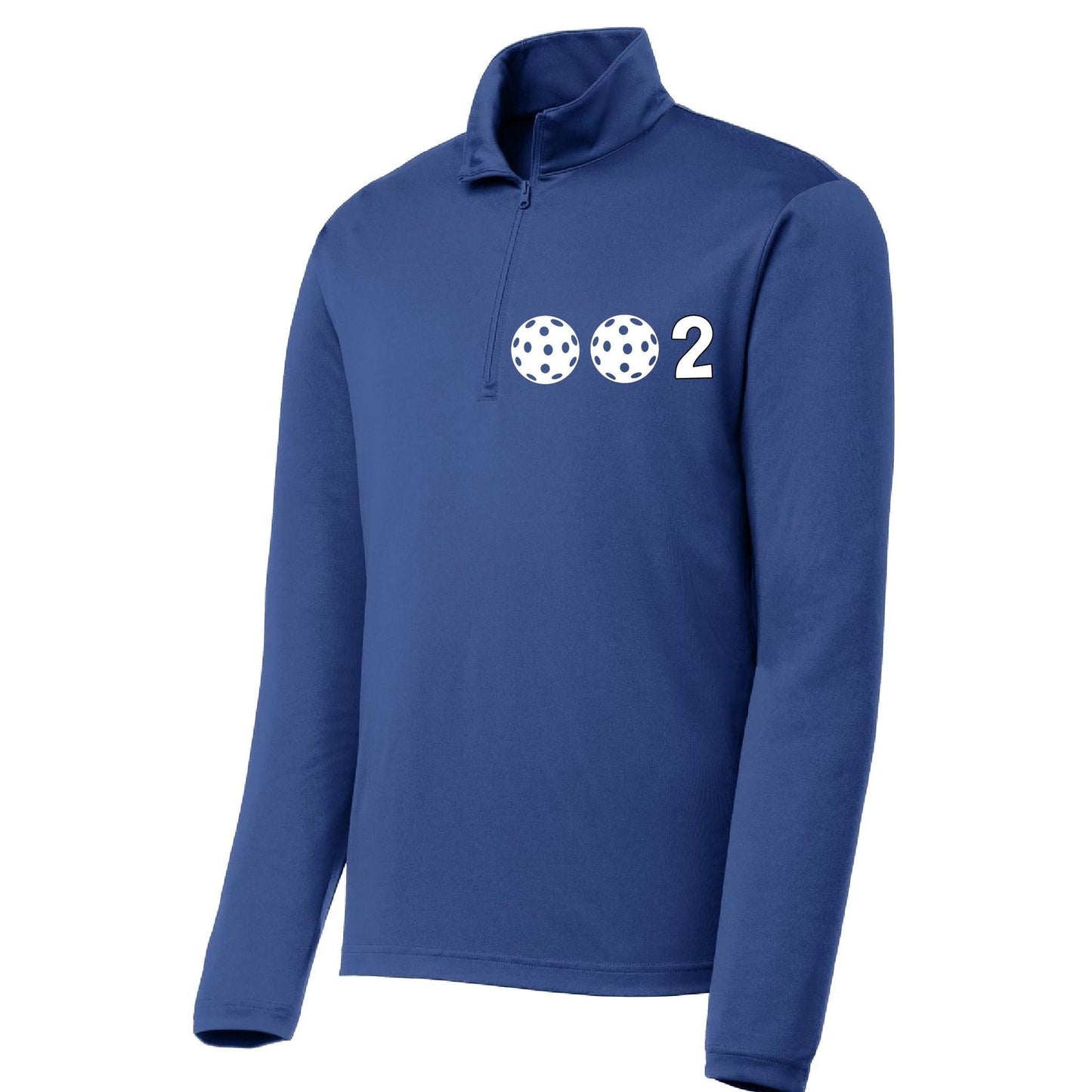 002 Pickleball (Colors Yellow White Or Cyan) | Men's 1/4 Zip Long Sleeve Pullover Athletic Performance Shirt | 100% Polyester