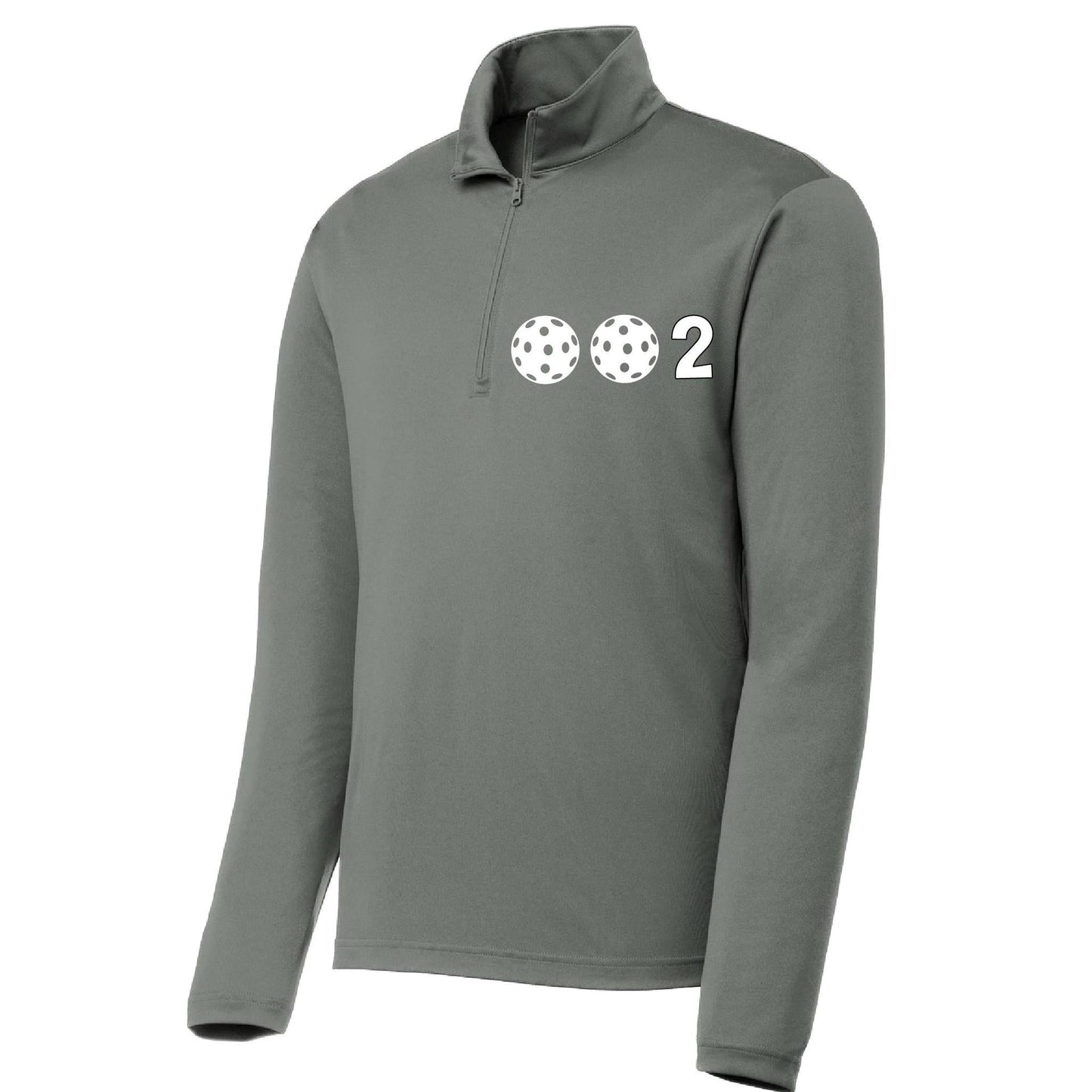 002 Pickleball (Colors Yellow White Or Cyan) | Men's 1/4 Zip Long Sleeve Pullover Athletic Performance Shirt | 100% Polyester