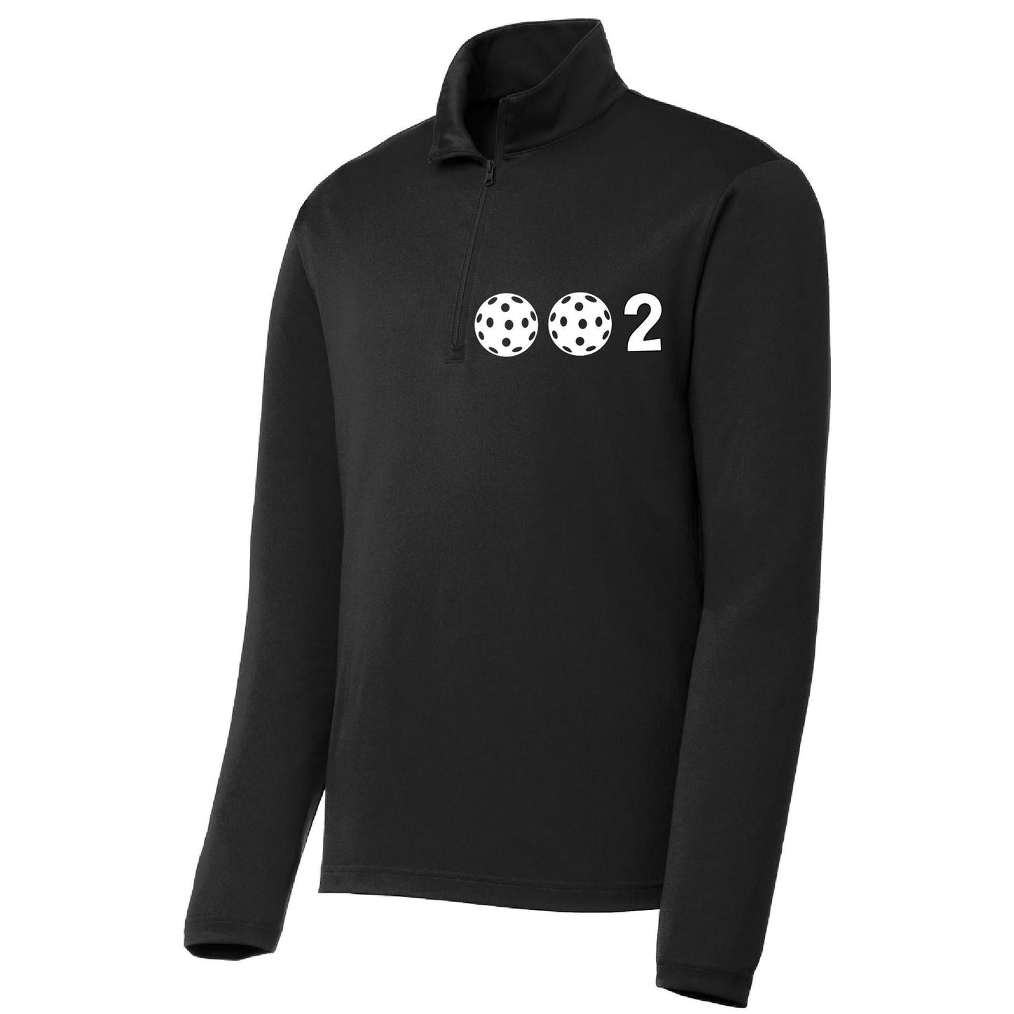 002 Pickleball (Colors Yellow White Or Cyan) | Men's 1/4 Zip Long Sleeve Pullover Athletic Performance Shirt | 100% Polyester
