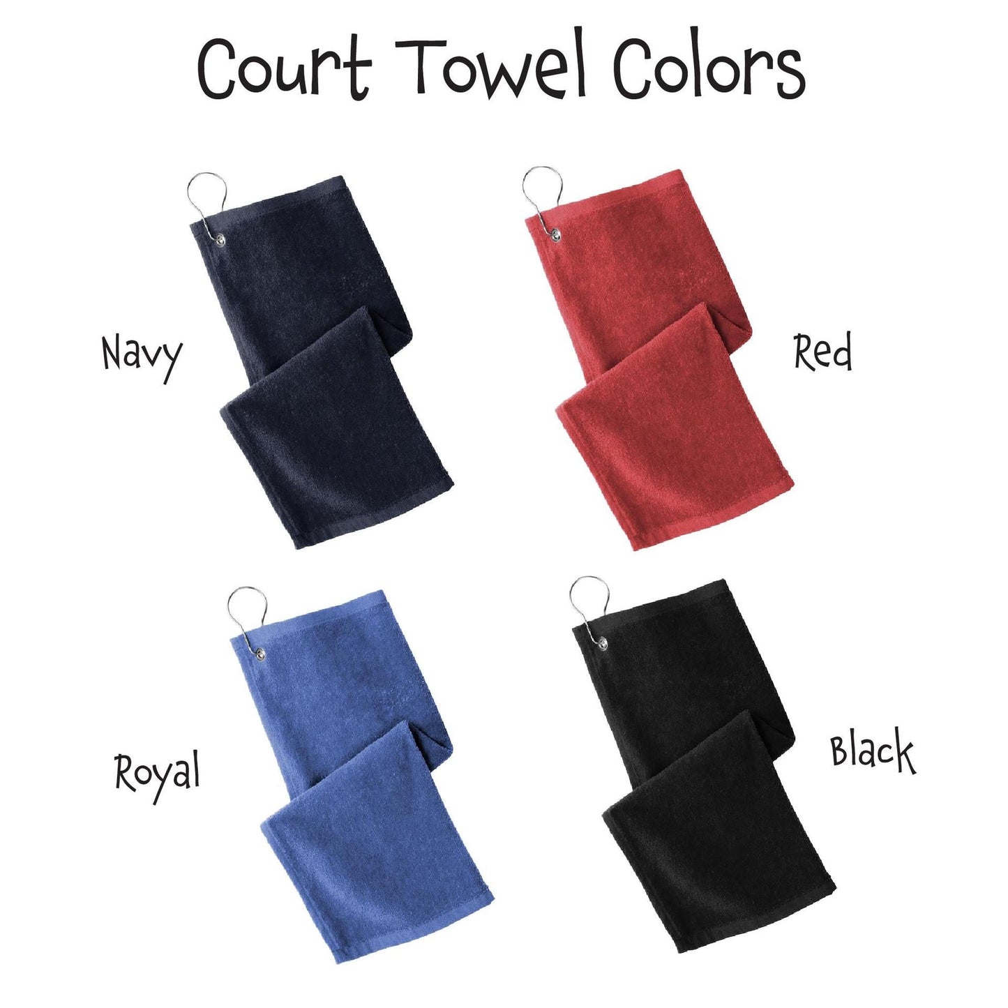 002 Pickleball (Customizable Colors) | Pickleball Court Towels | Grommeted 100% Cotton Terry Velour