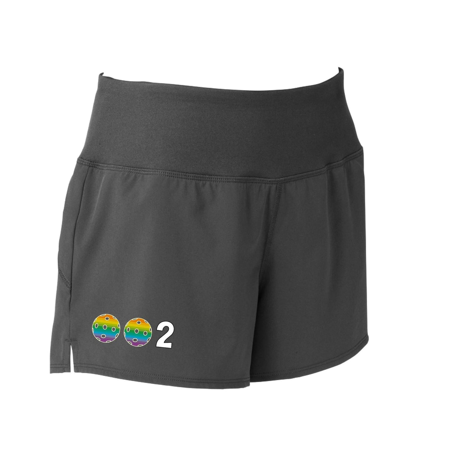002 With Pickleballs (Colors Cyan Orange Purple Rainbow) | Women's Pickleball Shorts
