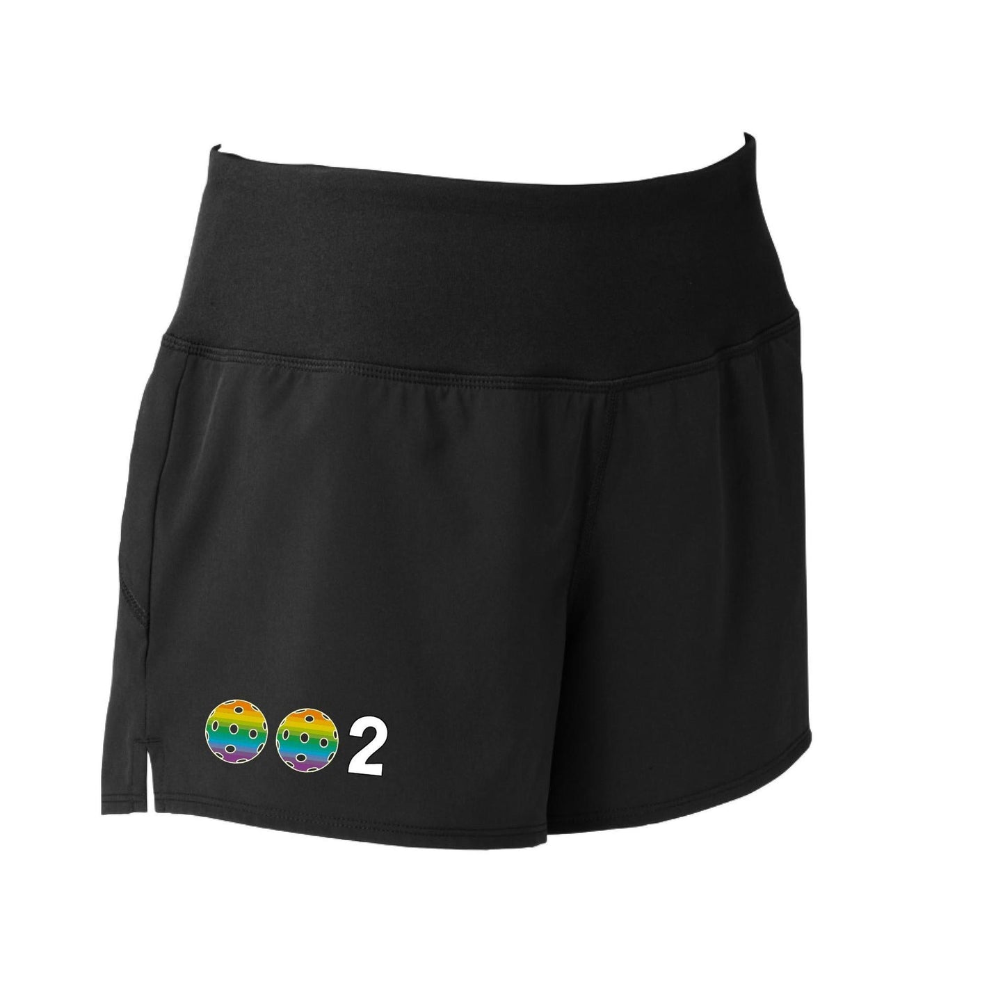 002 With Pickleballs (Colors Cyan Orange Purple Rainbow) | Women's Pickleball Shorts