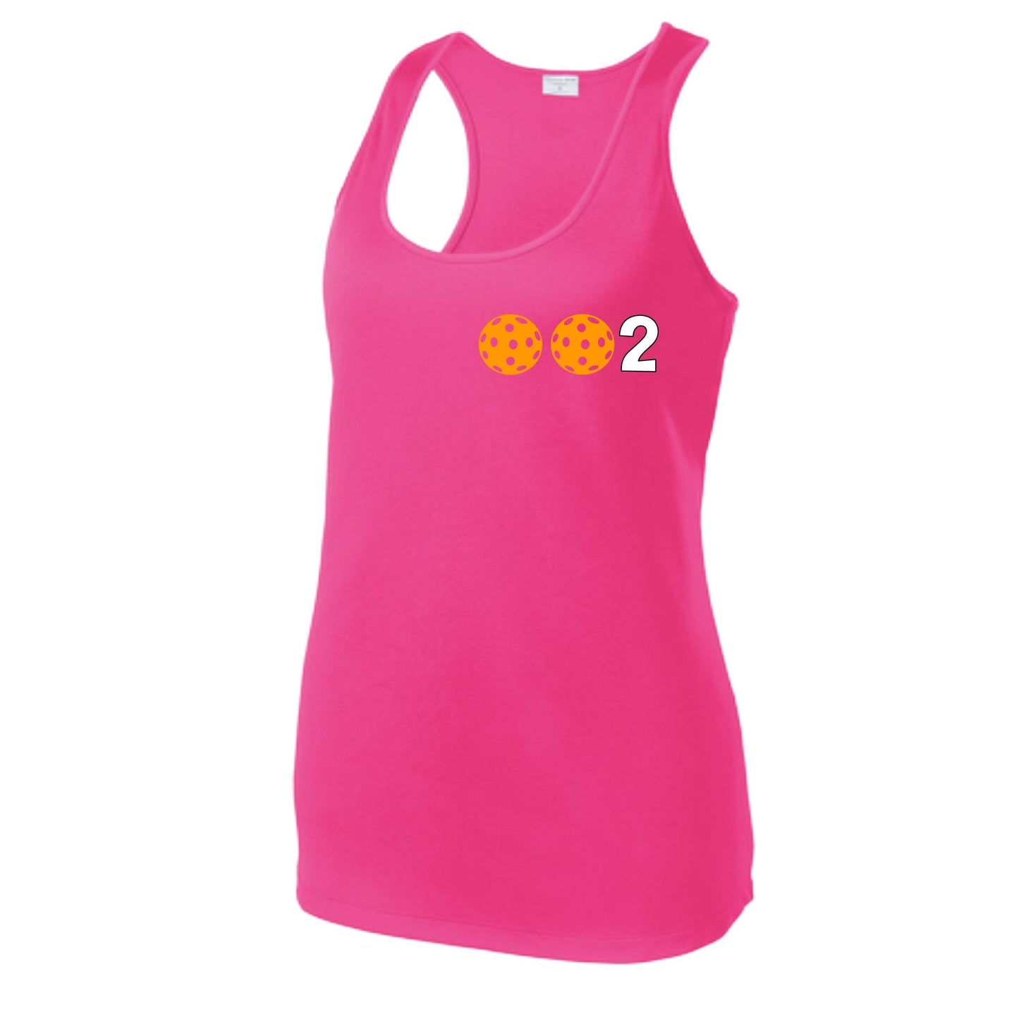 002 With Pickleballs (Colors Green Orange Red) Customizable | Women's Racerback Pickleball Tank | 100% Polyester