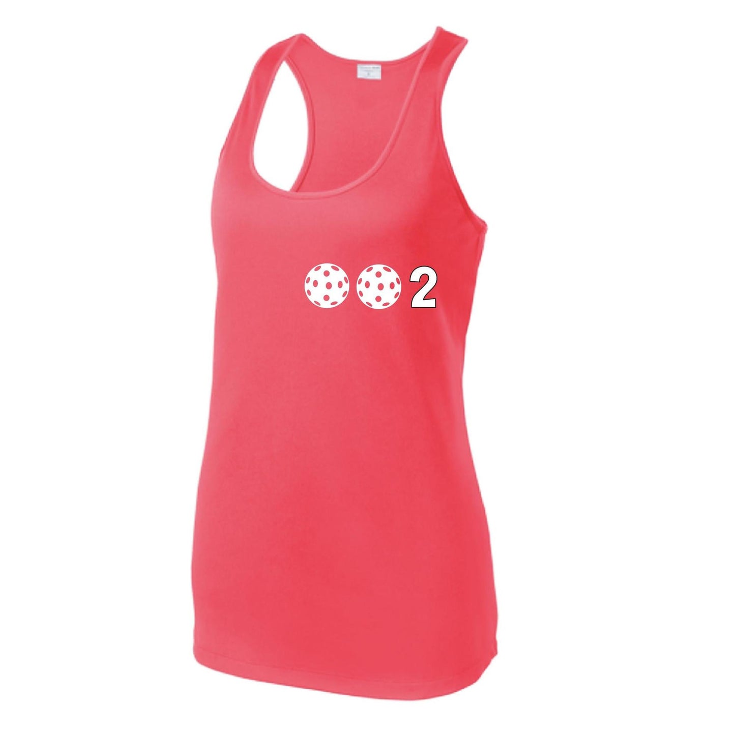 002 With Pickleballs (Colors Yellow Pink White) Customizable | Women's Racerback Pickleball Tank | 100% Polyester