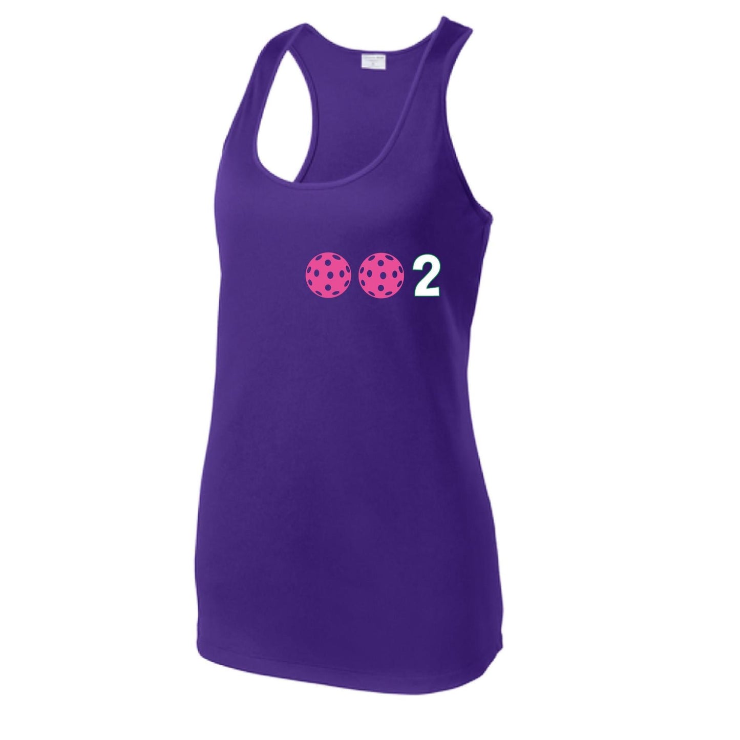 002 With Pickleballs (Colors Yellow Pink White) Customizable | Women's Racerback Pickleball Tank | 100% Polyester
