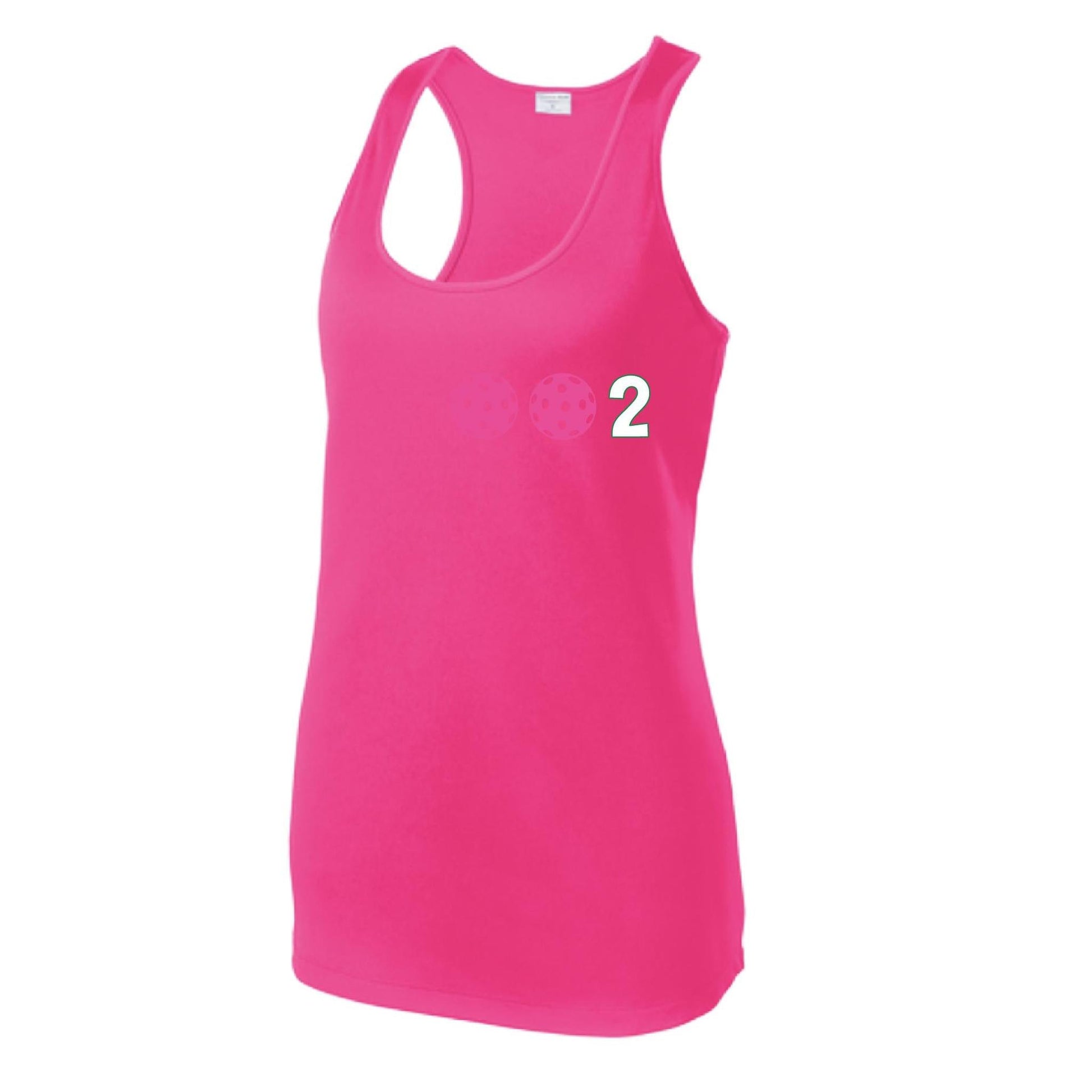 002 With Pickleballs (Colors Yellow Pink White) Customizable | Women's Racerback Pickleball Tank | 100% Polyester
