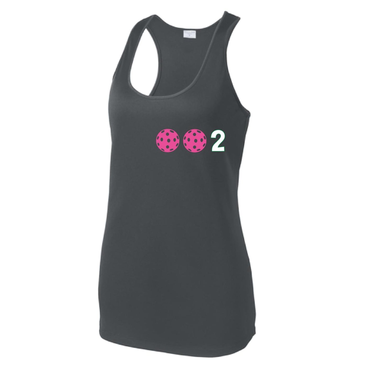 002 With Pickleballs (Colors Yellow Pink White) Customizable | Women's Racerback Pickleball Tank | 100% Polyester
