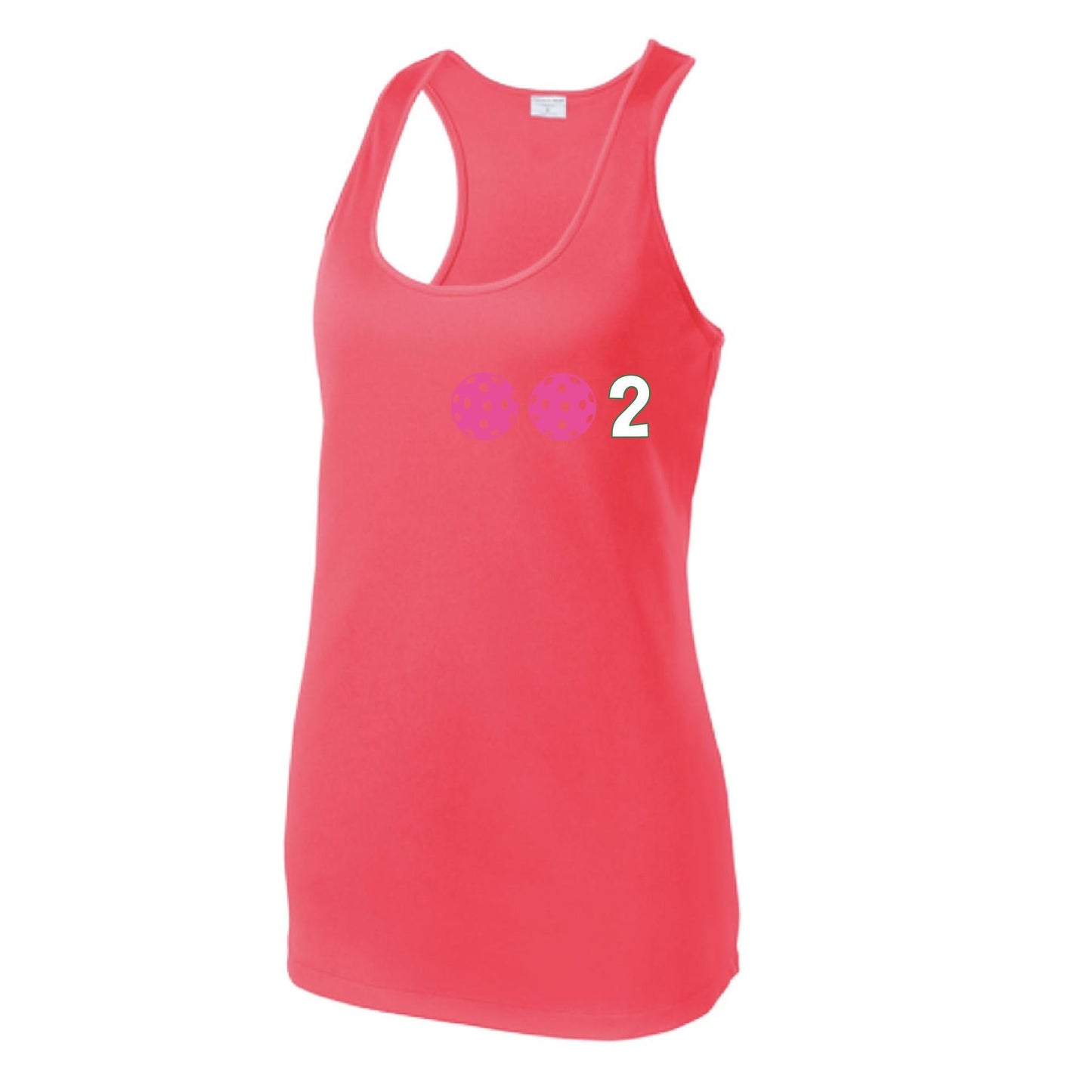 002 With Pickleballs (Colors Yellow Pink White) Customizable | Women's Racerback Pickleball Tank | 100% Polyester