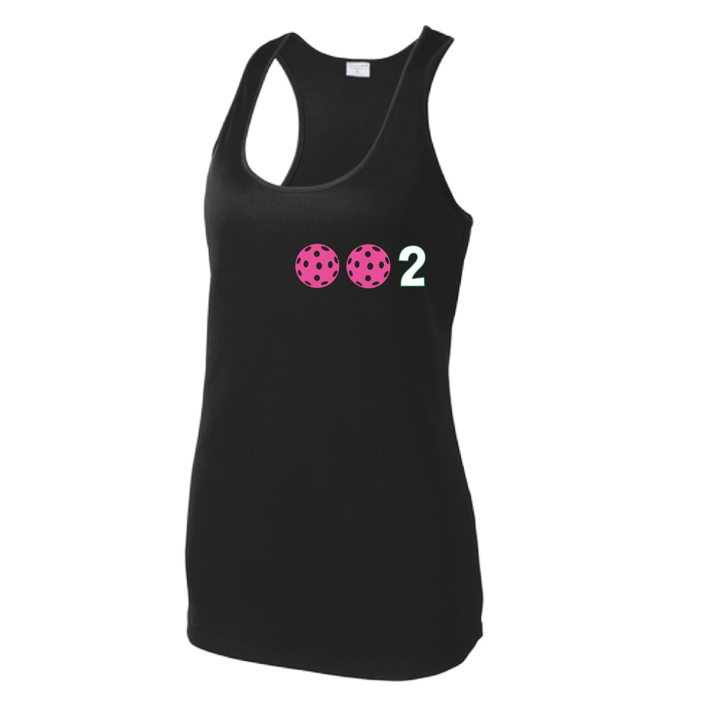 002 With Pickleballs (Colors Yellow Pink White) Customizable | Women's Racerback Pickleball Tank | 100% Polyester