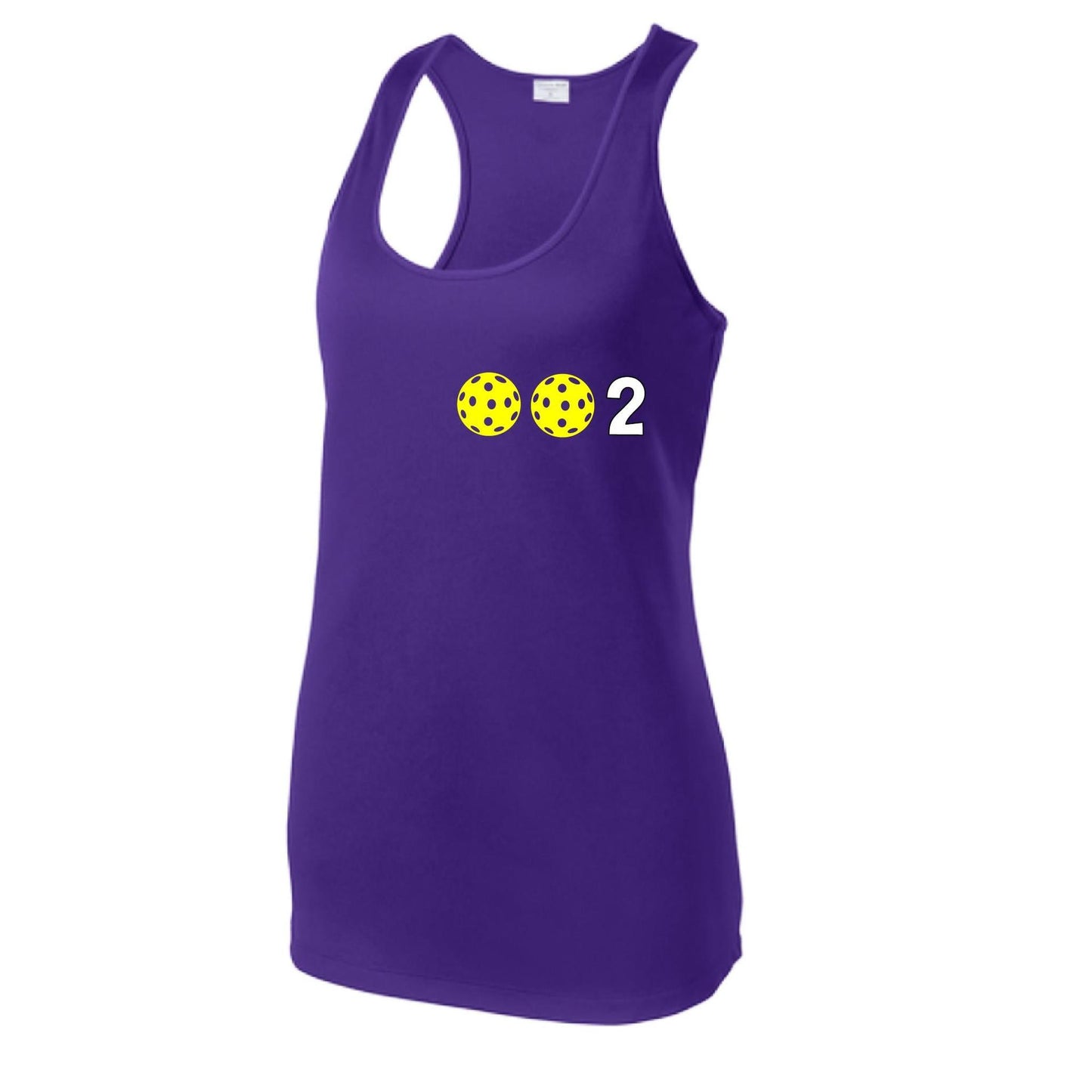 002 With Pickleballs (Colors Yellow Pink White) Customizable | Women's Racerback Pickleball Tank | 100% Polyester