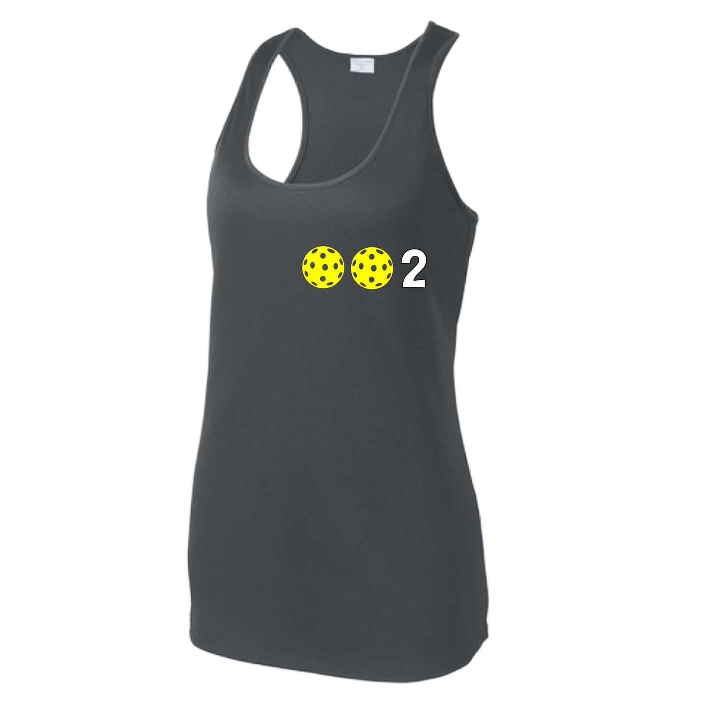 002 With Pickleballs (Colors Yellow Pink White) Customizable | Women's Racerback Pickleball Tank | 100% Polyester