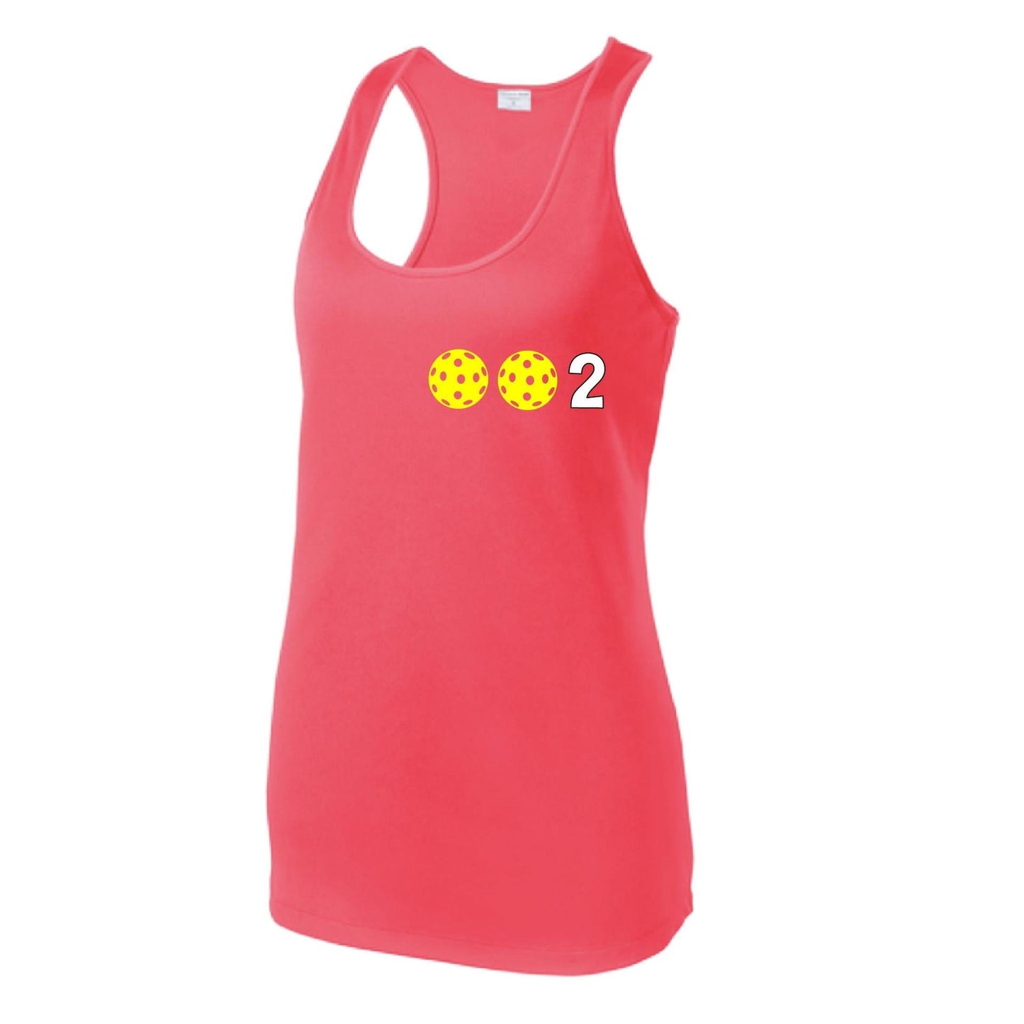 002 With Pickleballs (Colors Yellow Pink White) Customizable | Women's Racerback Pickleball Tank | 100% Polyester