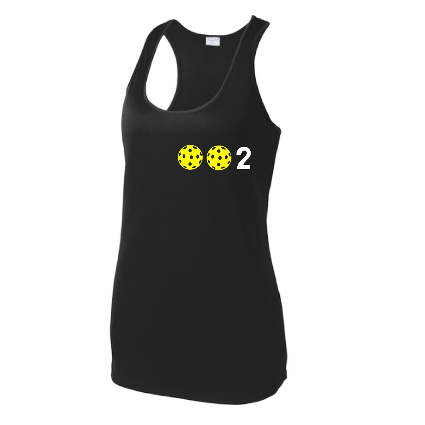 002 With Pickleballs (Colors Yellow Pink White) Customizable | Women's Racerback Pickleball Tank | 100% Polyester