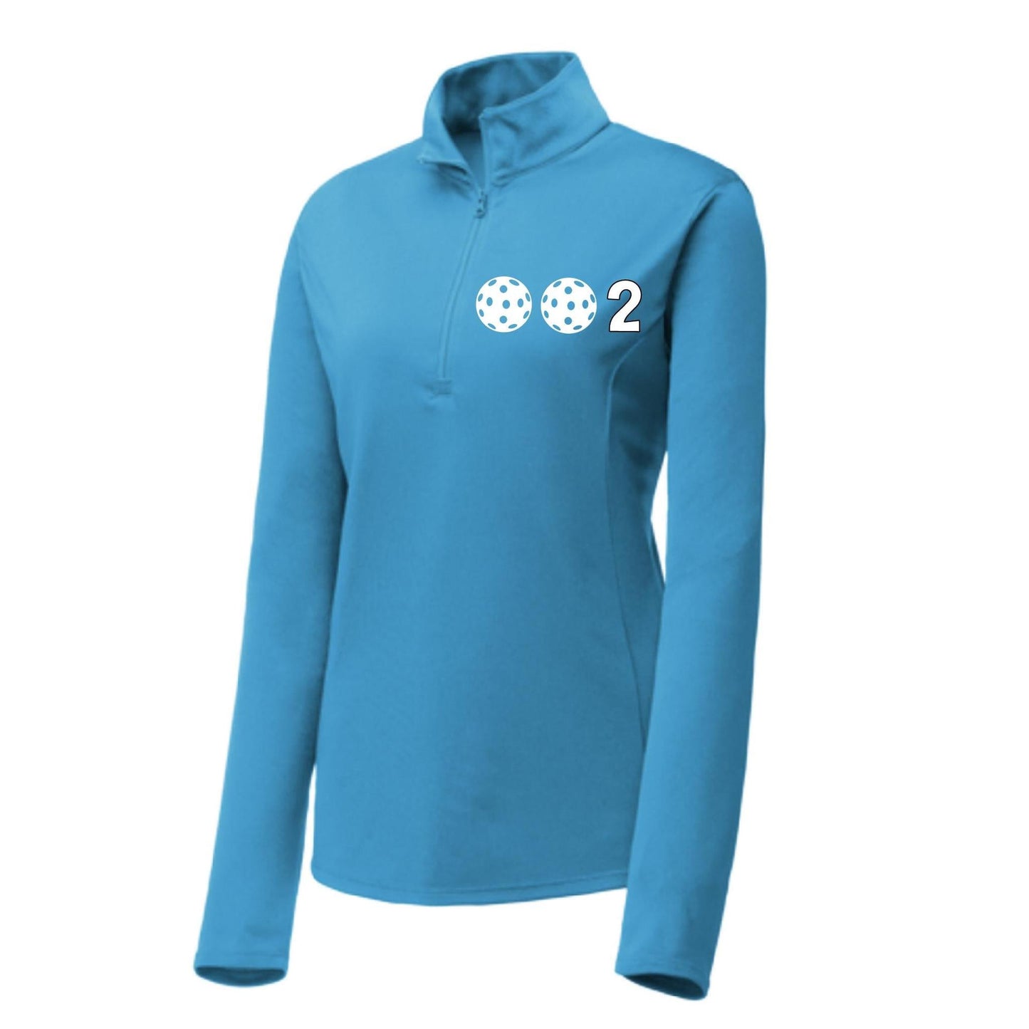 002 With Pickleballs (Colors Yellow White Pink) | Women's 1/4 Zip Pullover Athletic Performance Shirt | 100% Polyester