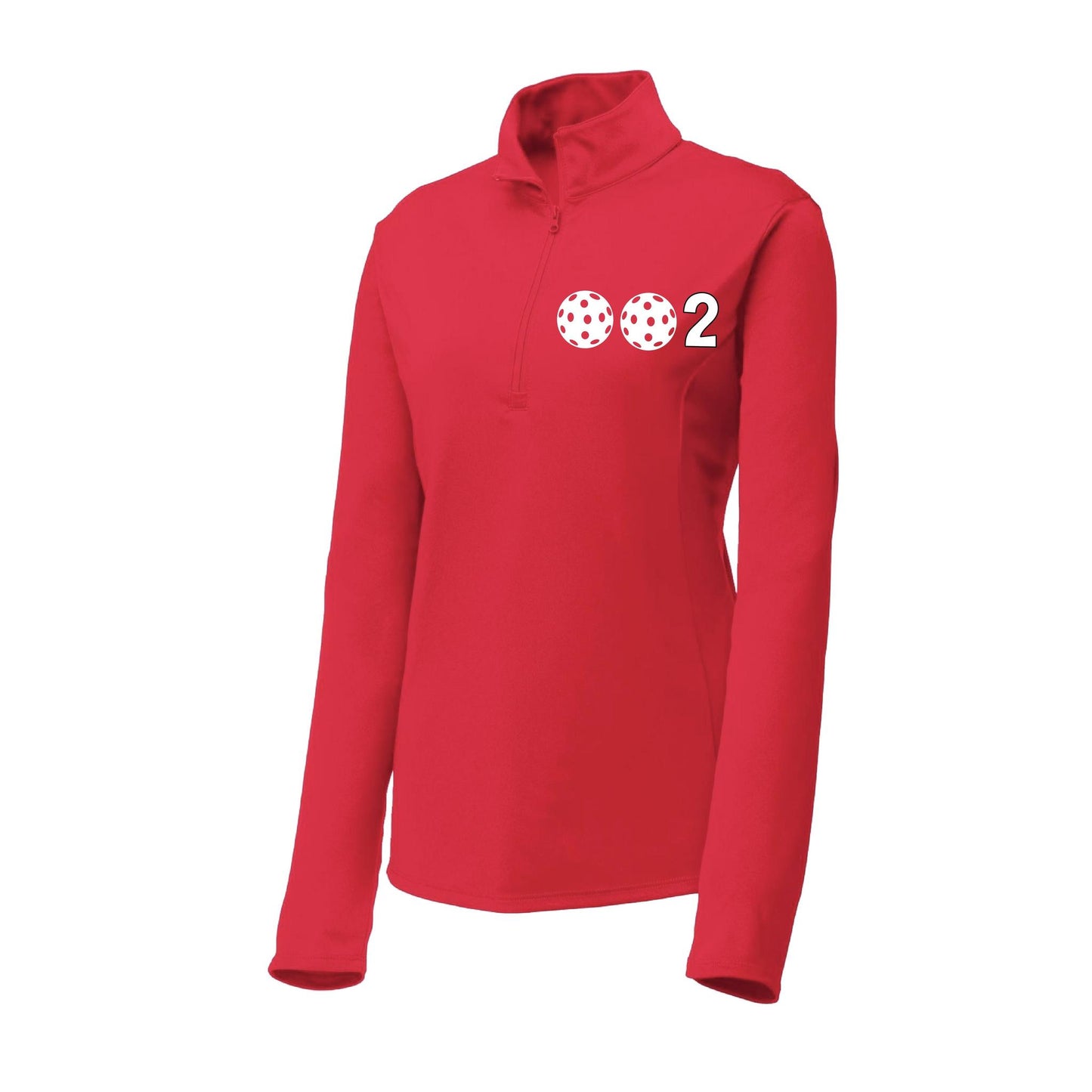 002 With Pickleballs (Colors Yellow White Pink) | Women's 1/4 Zip Pullover Athletic Performance Shirt | 100% Polyester