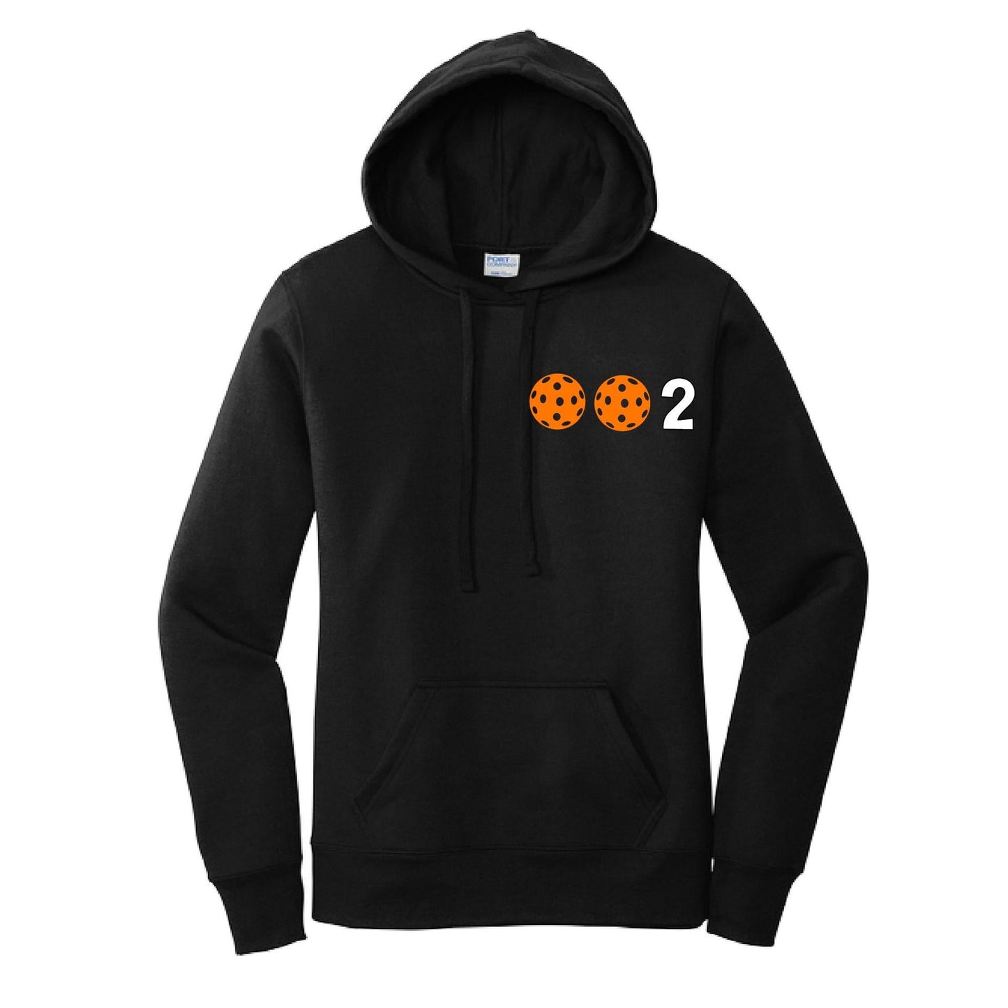 002 With Pickleballs Customizable (Colors Yellow White Pink Orange Purple) | Women’s Fitted Hoodie Pickleball Sweatshirt | 50% Cotton 50% Poly Fleece