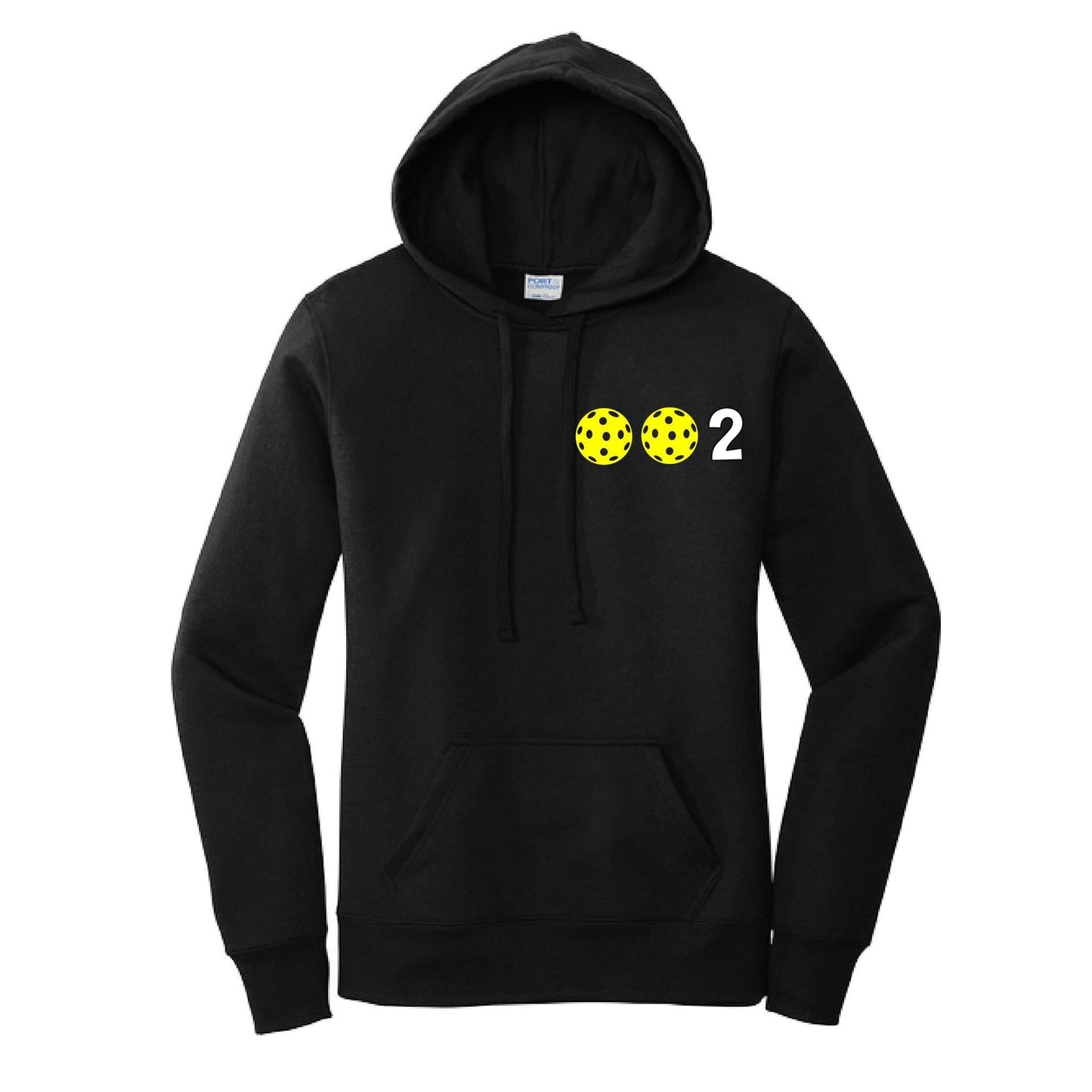002 With Pickleballs Customizable (Colors Yellow White Pink Orange Purple) | Women’s Fitted Hoodie Pickleball Sweatshirt | 50% Cotton 50% Poly Fleece
