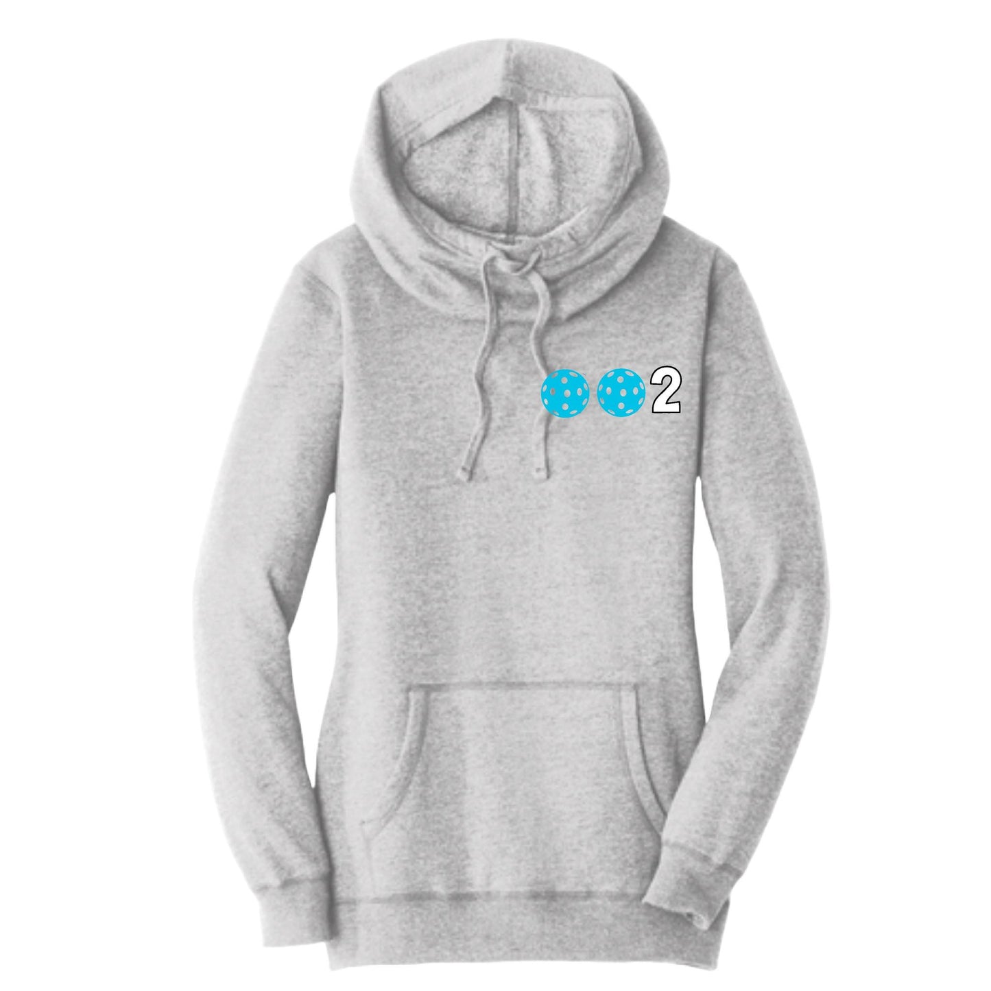 002 With Pickleballs (Cyan Green Orange) | Women’s Cowl-Neck Hoodie Pickleball Sweatshirt | 55% Cotton 45% Poly Fleece