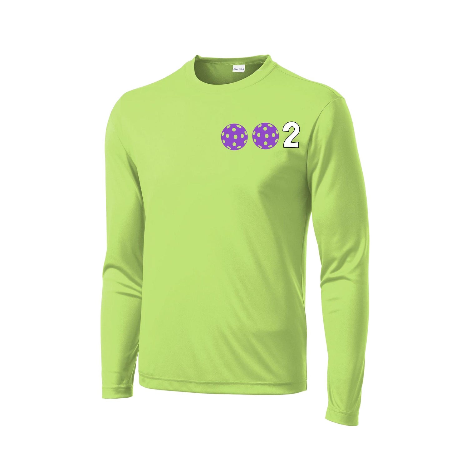 002 With Pickleballs (Cyan Purple Rainbow) Customizable | Men's Long Sleeve Athletic Performance T-Shirt | 100% Polyester