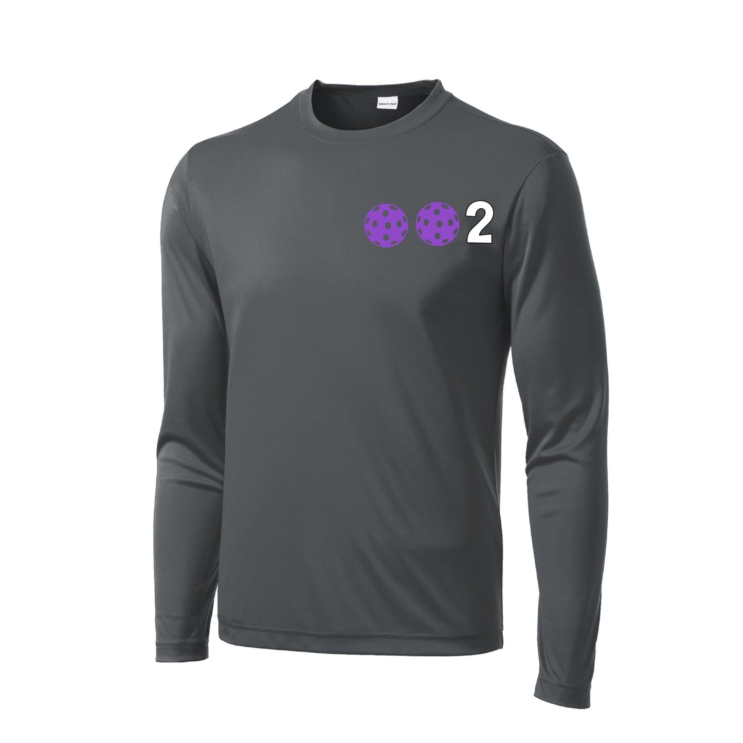002 With Pickleballs (Cyan Purple Rainbow) Customizable | Men's Long Sleeve Athletic Performance T-Shirt | 100% Polyester