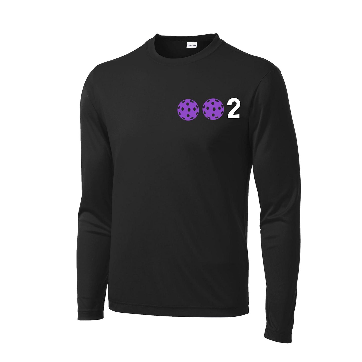 002 With Pickleballs (Cyan Purple Rainbow) Customizable | Men's Long Sleeve Athletic Performance T-Shirt | 100% Polyester