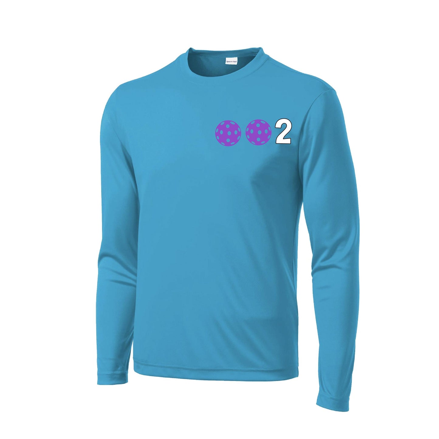 002 With Pickleballs (Cyan Purple Rainbow) Customizable | Men's Long Sleeve Athletic Performance T-Shirt | 100% Polyester