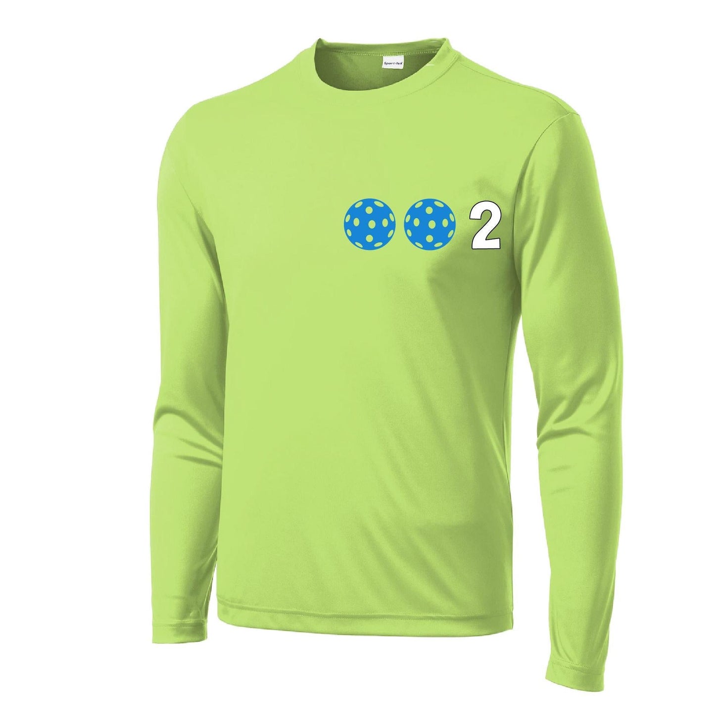 002 With Pickleballs (Cyan Purple Rainbow) Customizable | Men's Long Sleeve Athletic Performance T-Shirt | 100% Polyester