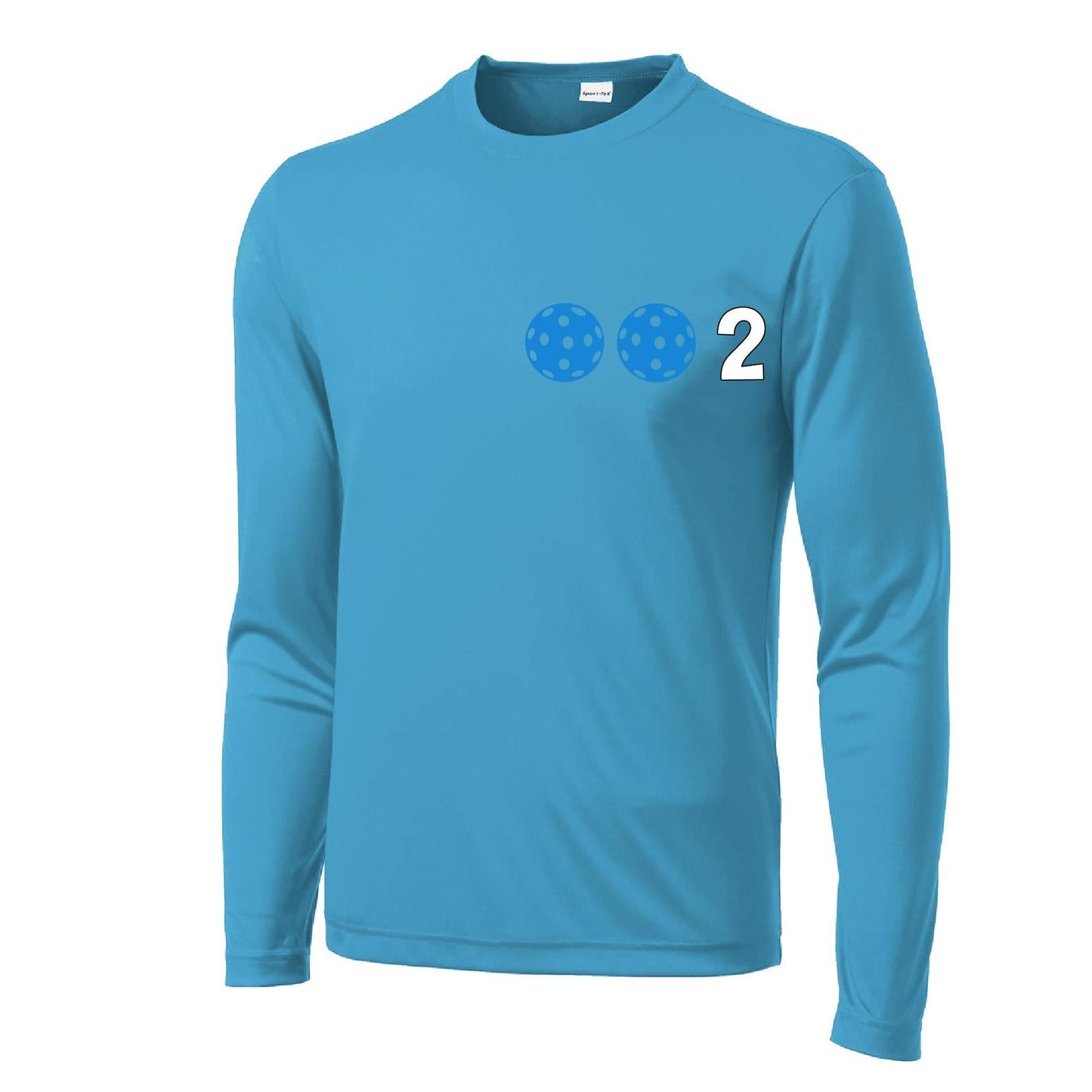 002 With Pickleballs (Cyan Purple Rainbow) Customizable | Men's Long Sleeve Athletic Performance T-Shirt | 100% Polyester