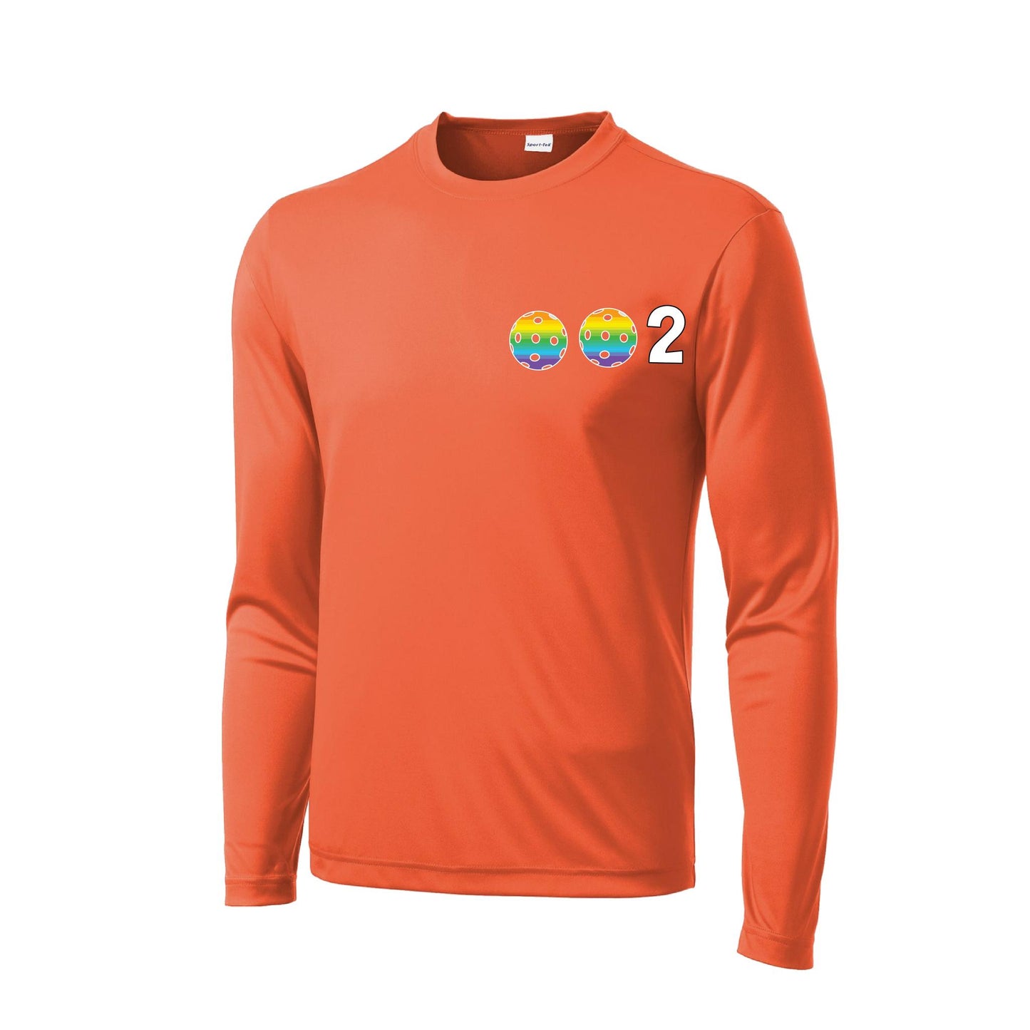 002 With Pickleballs (Cyan Purple Rainbow) Customizable | Men's Long Sleeve Athletic Performance T-Shirt | 100% Polyester