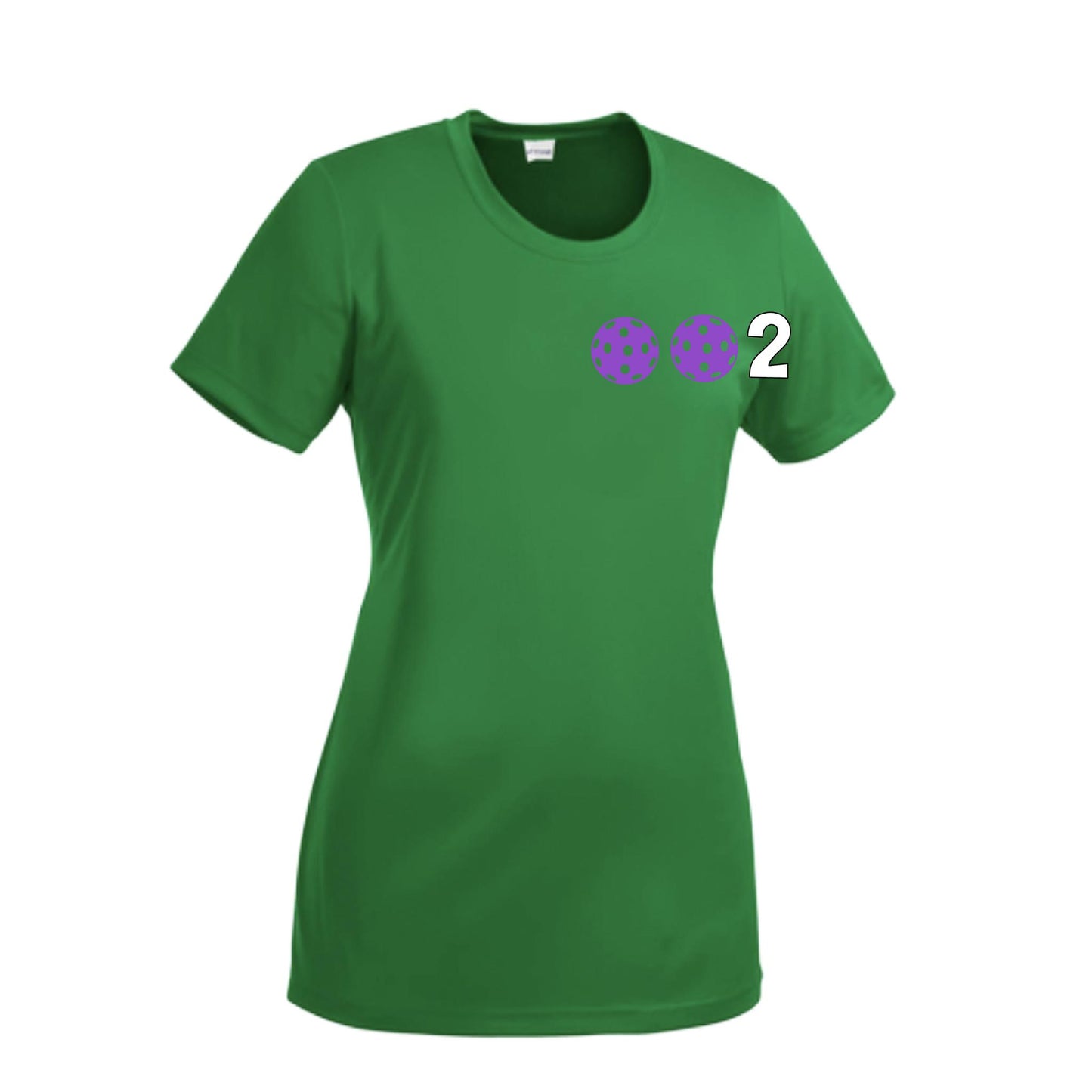 002 With Pickleballs (Cyan Purple Rainbow) Customizable | Women’s Short Sleeve Crewneck Pickleball Performance T-Shirts | 100% Polyester