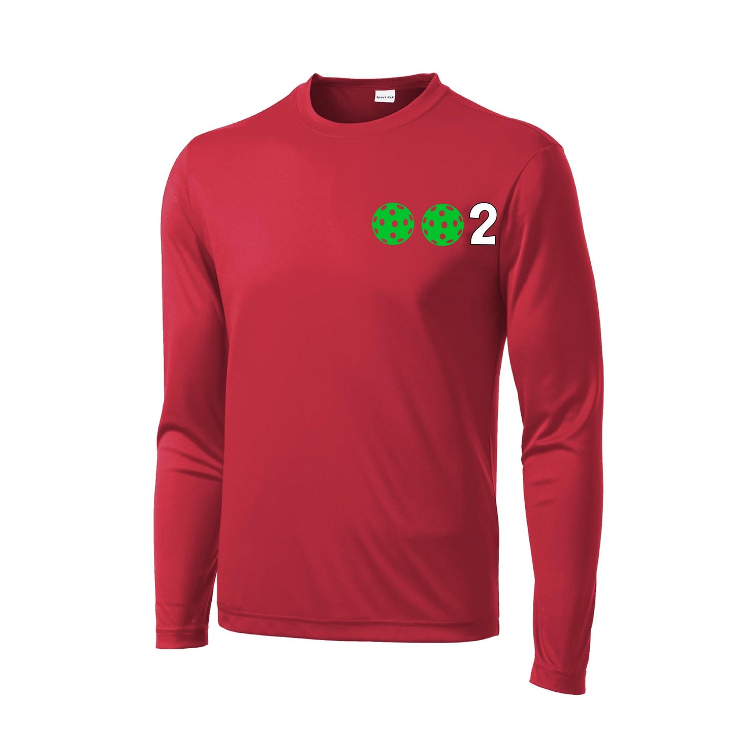 002 With Pickleballs (Green Orange Red) Customizable | Men's Long Sleeve Athletic Performance T-Shirt | 100% Polyester