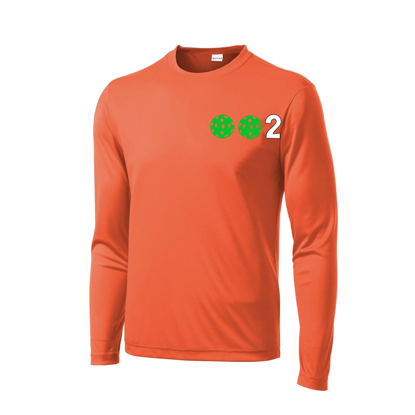 002 With Pickleballs (Green Orange Red) Customizable | Men's Long Sleeve Athletic Performance T-Shirt | 100% Polyester