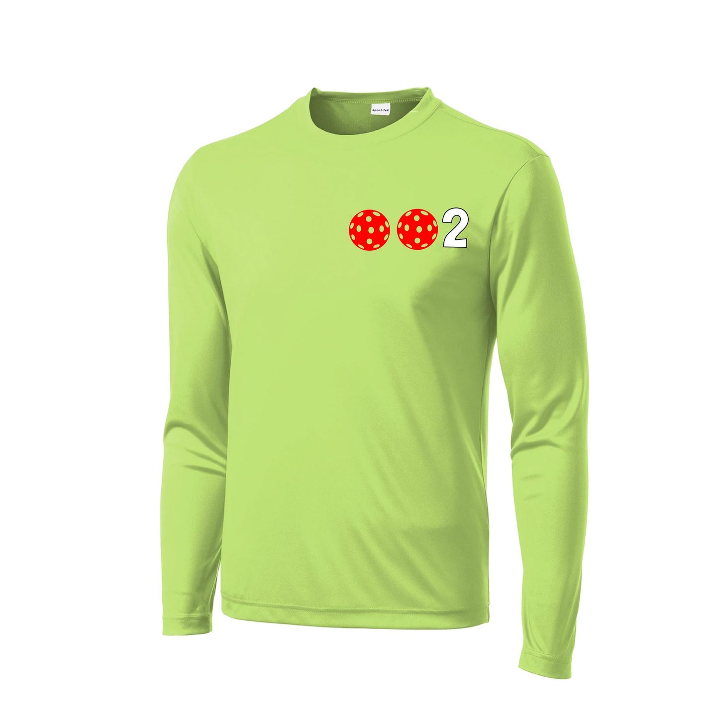 002 With Pickleballs (Green Orange Red) Customizable | Men's Long Sleeve Athletic Performance T-Shirt | 100% Polyester