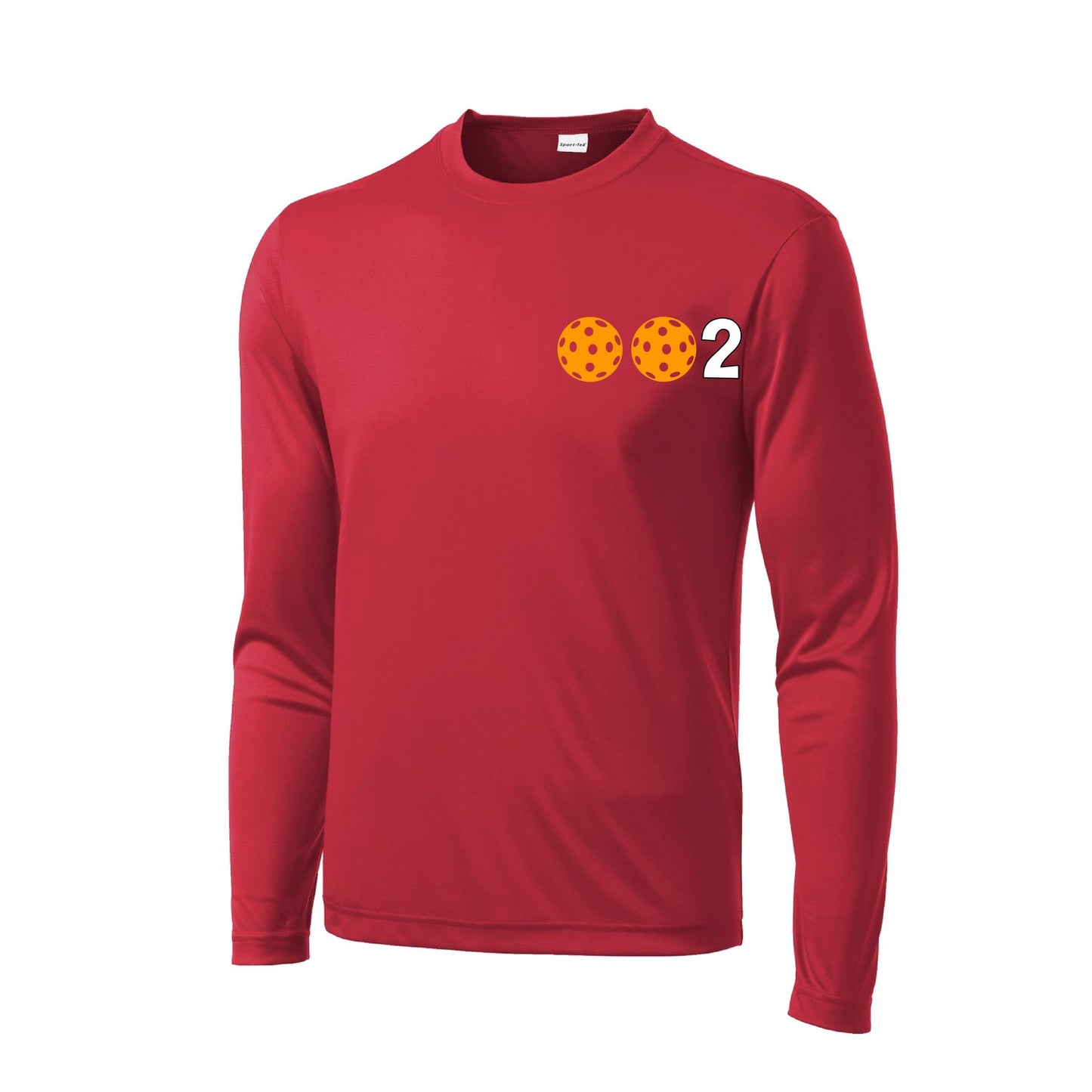 002 With Pickleballs (Green Orange Red) Customizable | Men's Long Sleeve Athletic Performance T-Shirt | 100% Polyester