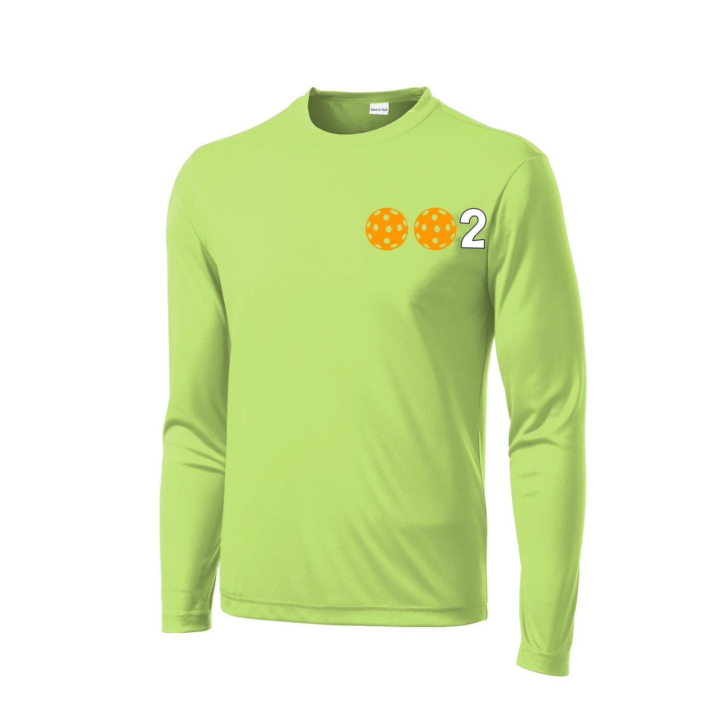 002 With Pickleballs (Green Orange Red) Customizable | Men's Long Sleeve Athletic Performance T-Shirt | 100% Polyester