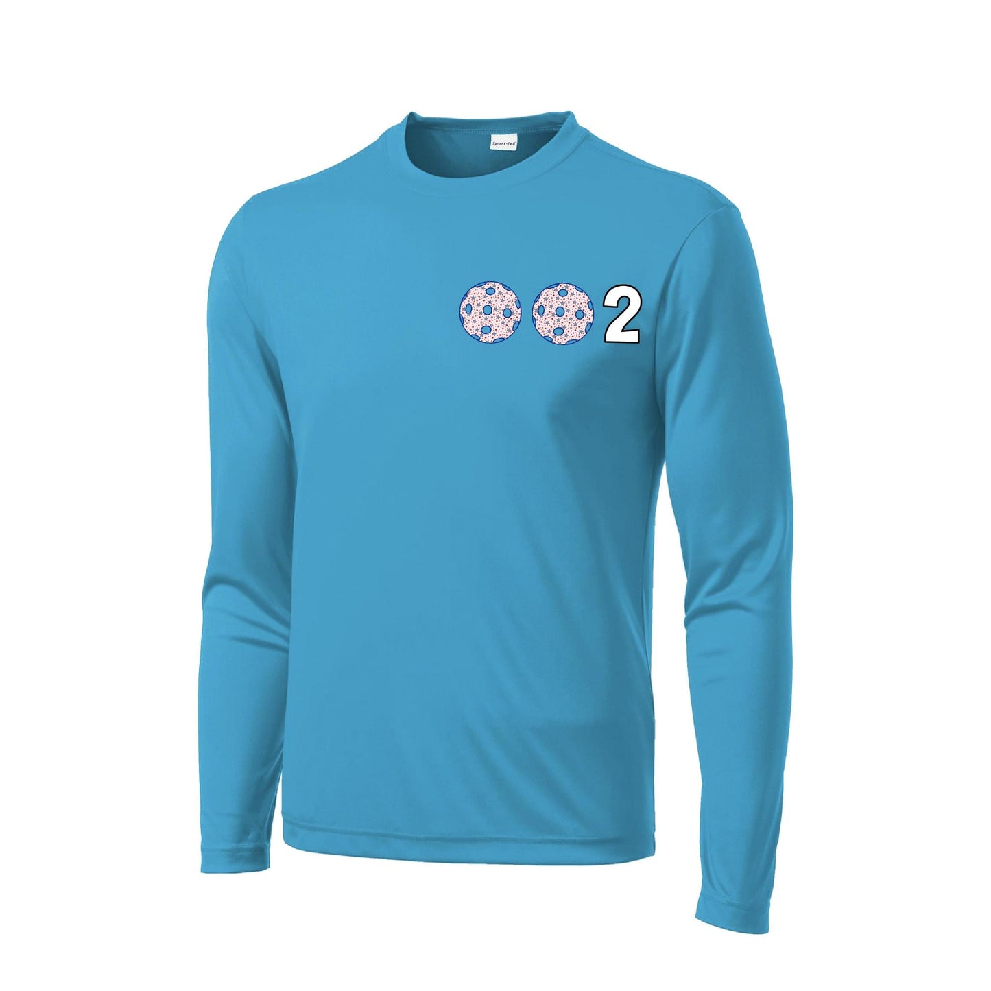 002 With Pickleballs (Patriotic Stars) | Men's Long Sleeve Athletic Performance T-Shirt | 100% Polyester