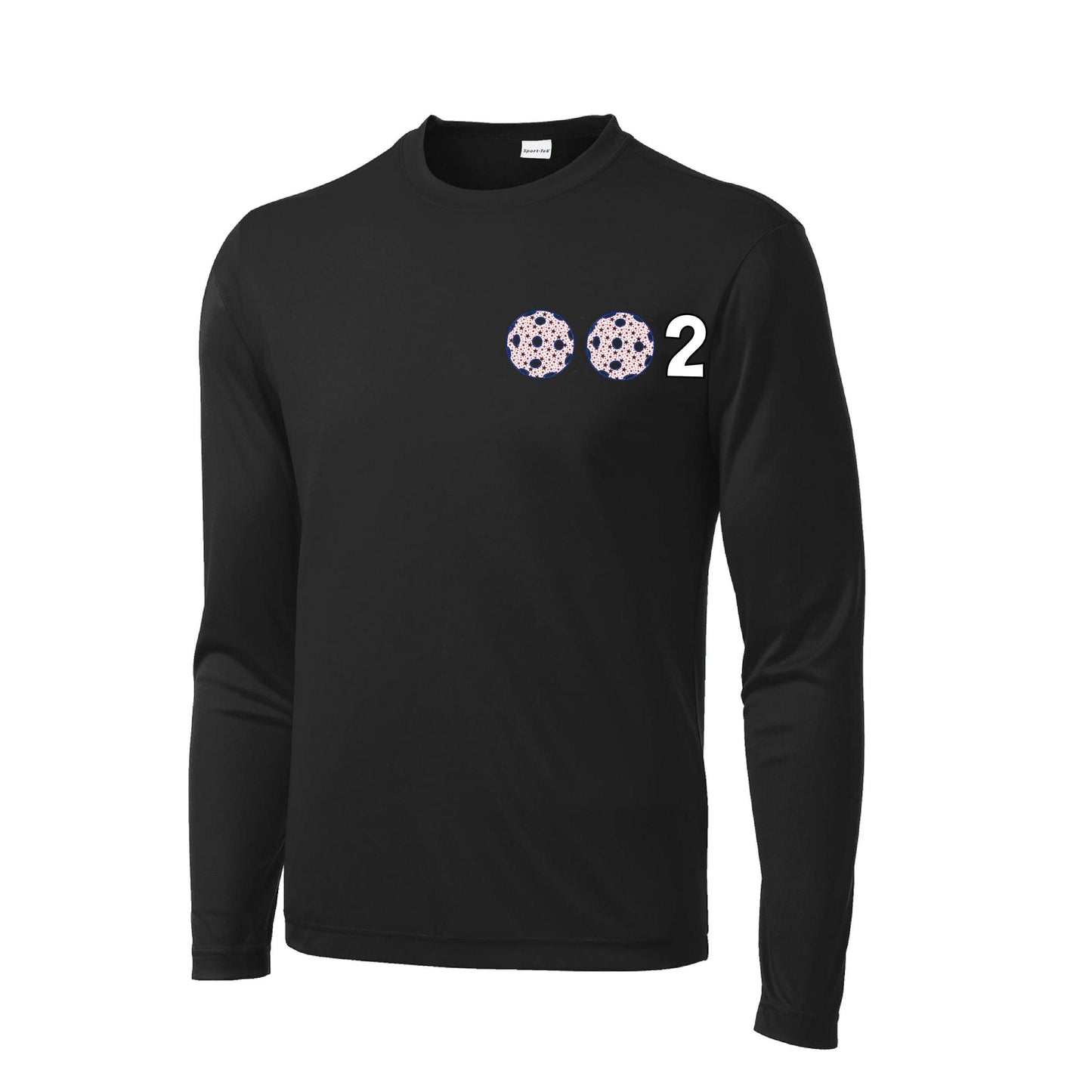 002 With Pickleballs (Patriotic Stars) | Men's Long Sleeve Athletic Performance T-Shirt | 100% Polyester