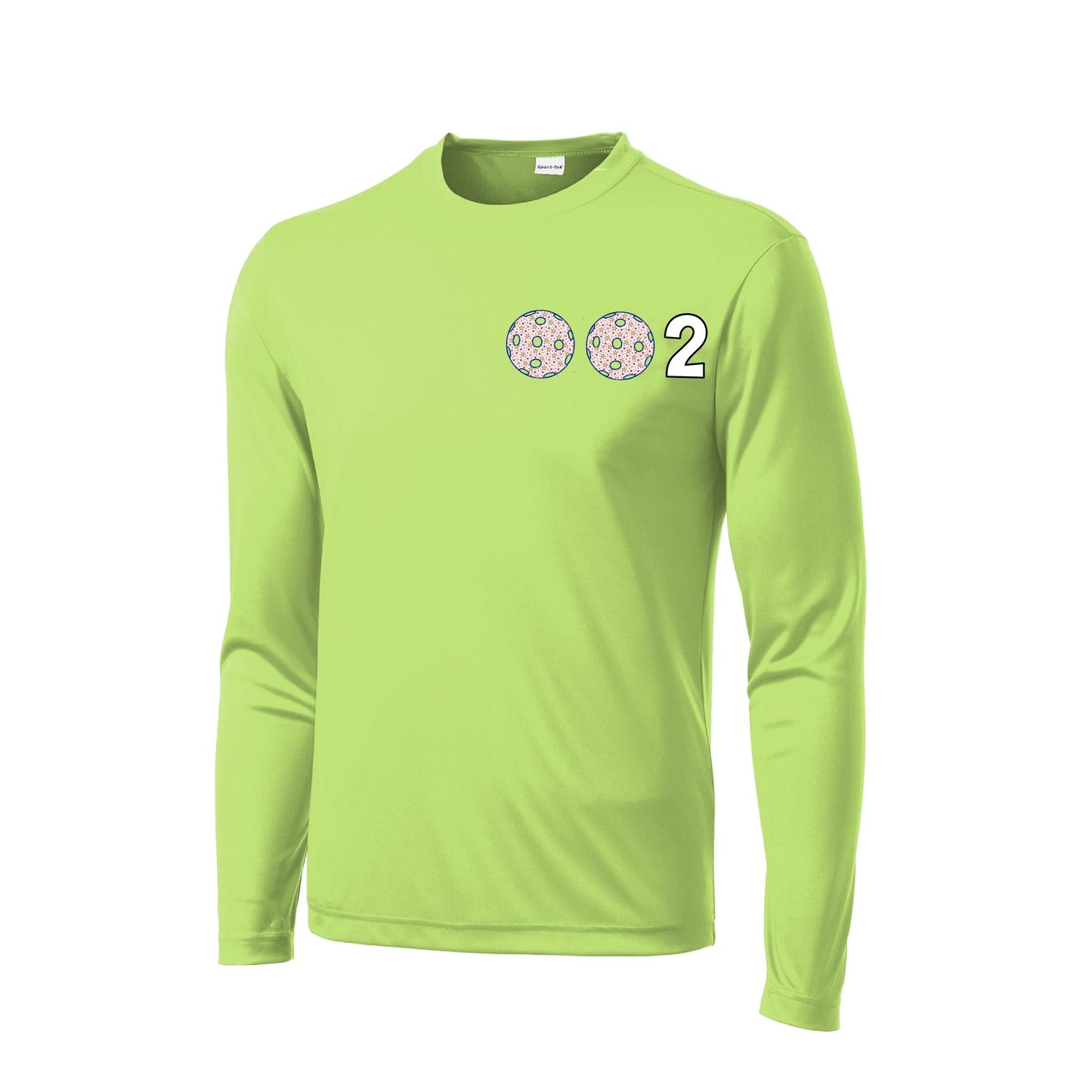 002 With Pickleballs (Patriotic Stars) | Men's Long Sleeve Athletic Performance T-Shirt | 100% Polyester