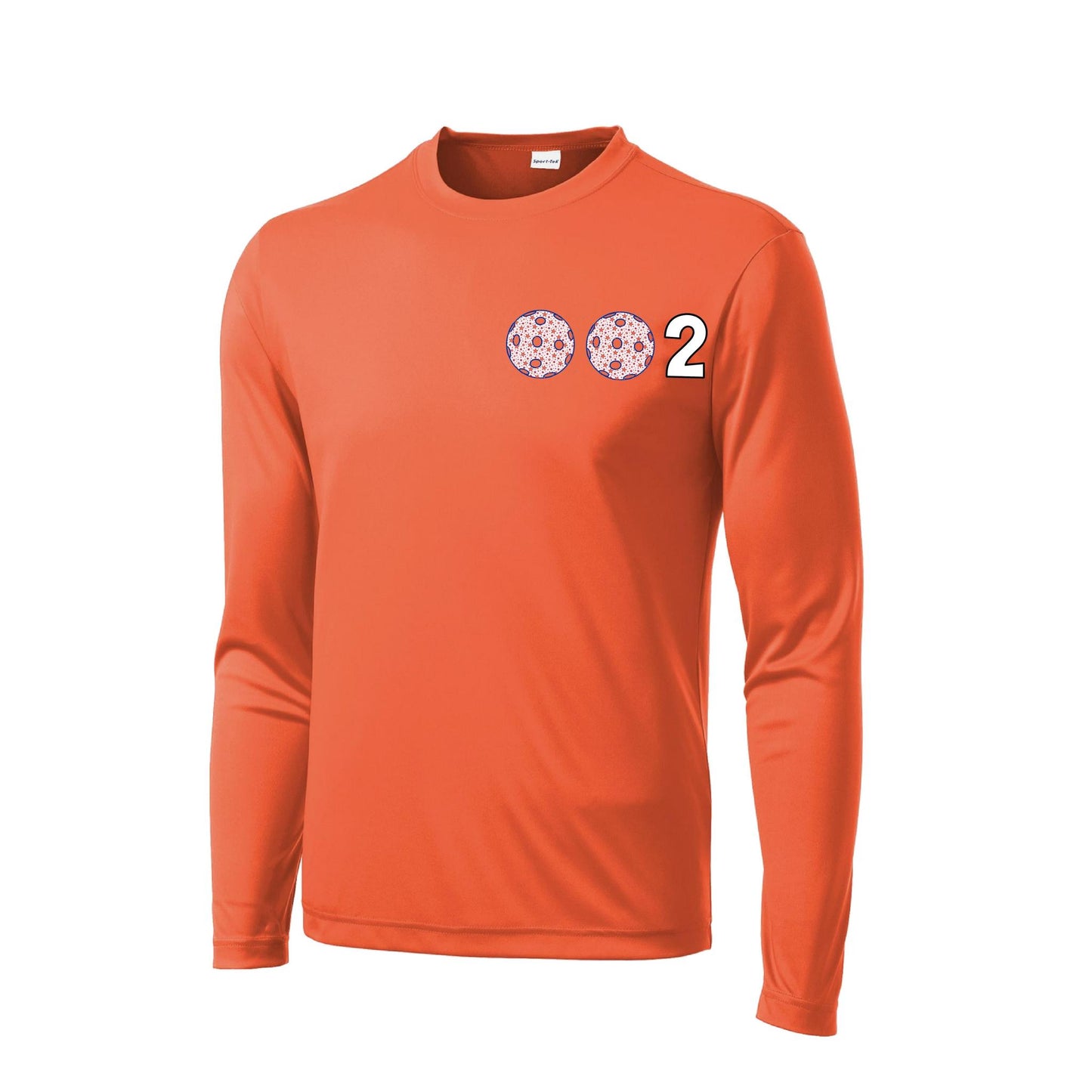 002 With Pickleballs (Patriotic Stars) | Men's Long Sleeve Athletic Performance T-Shirt | 100% Polyester