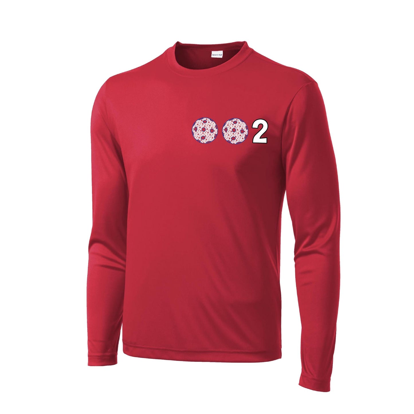 002 With Pickleballs (Patriotic Stars) | Men's Long Sleeve Athletic Performance T-Shirt | 100% Polyester