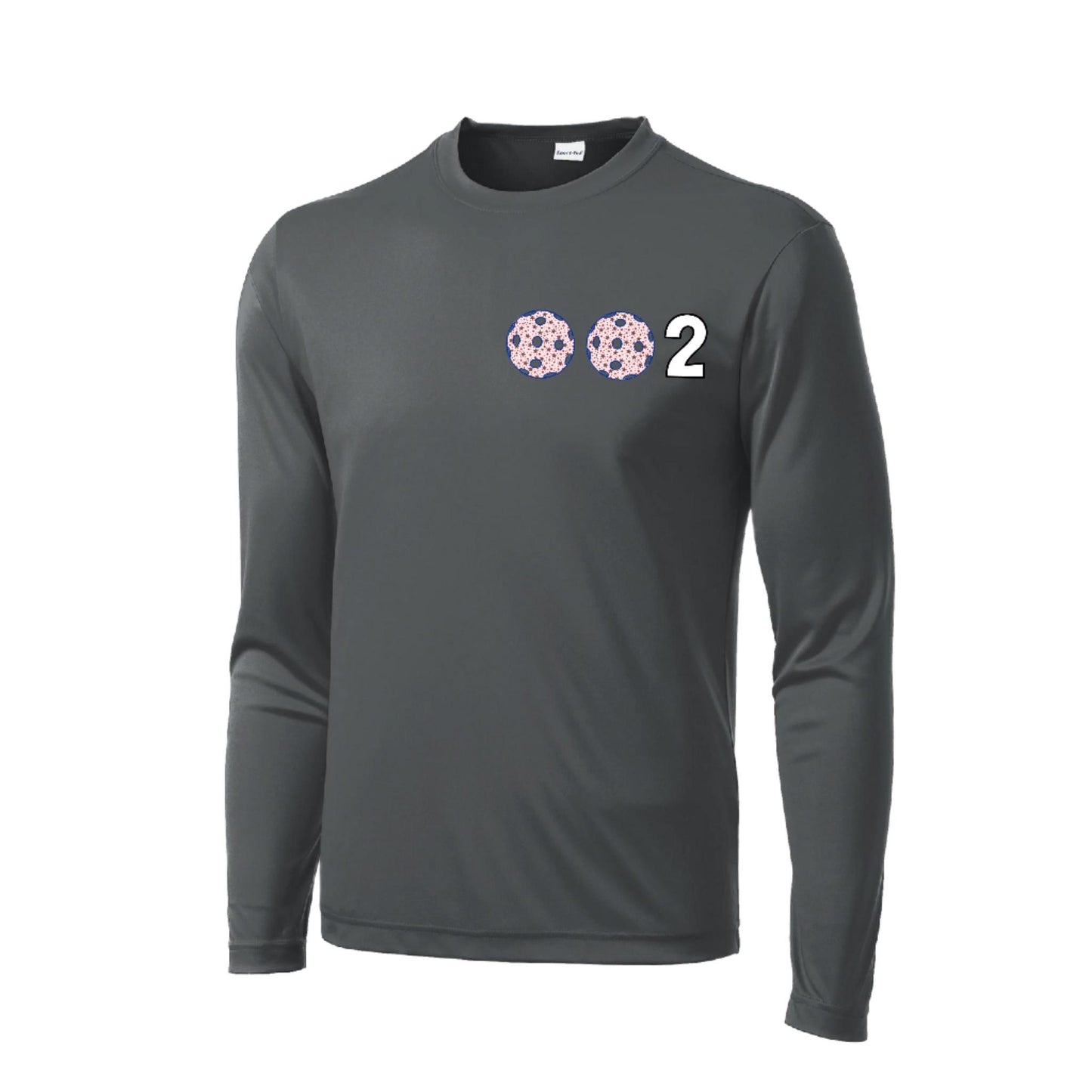 002 With Pickleballs (Patriotic Stars) | Men's Long Sleeve Athletic Performance T-Shirt | 100% Polyester
