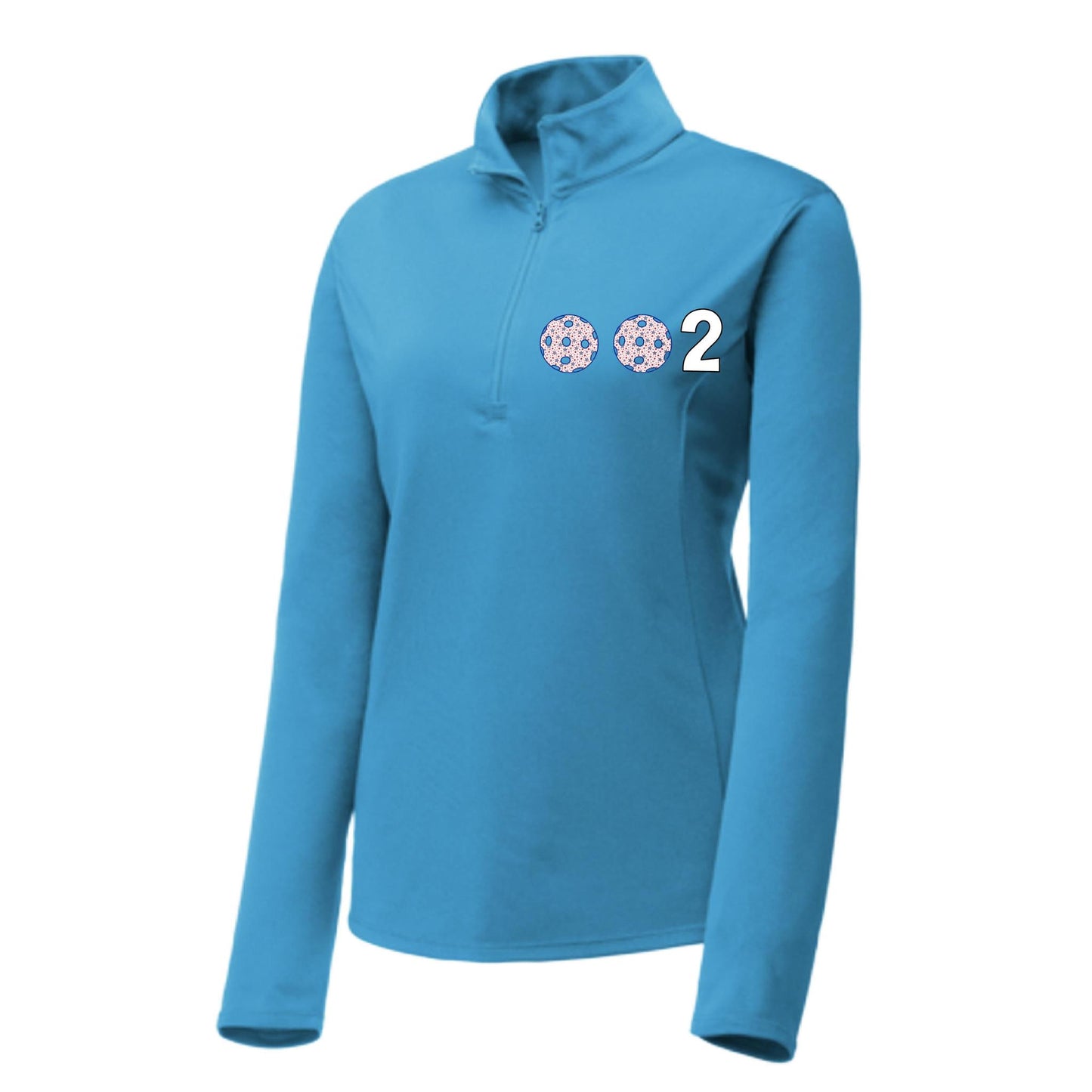 002 With Pickleballs (Patriotic Stars) | Women's 1/4 Zip Pullover Athletic Performance Shirt | 100% Polyester