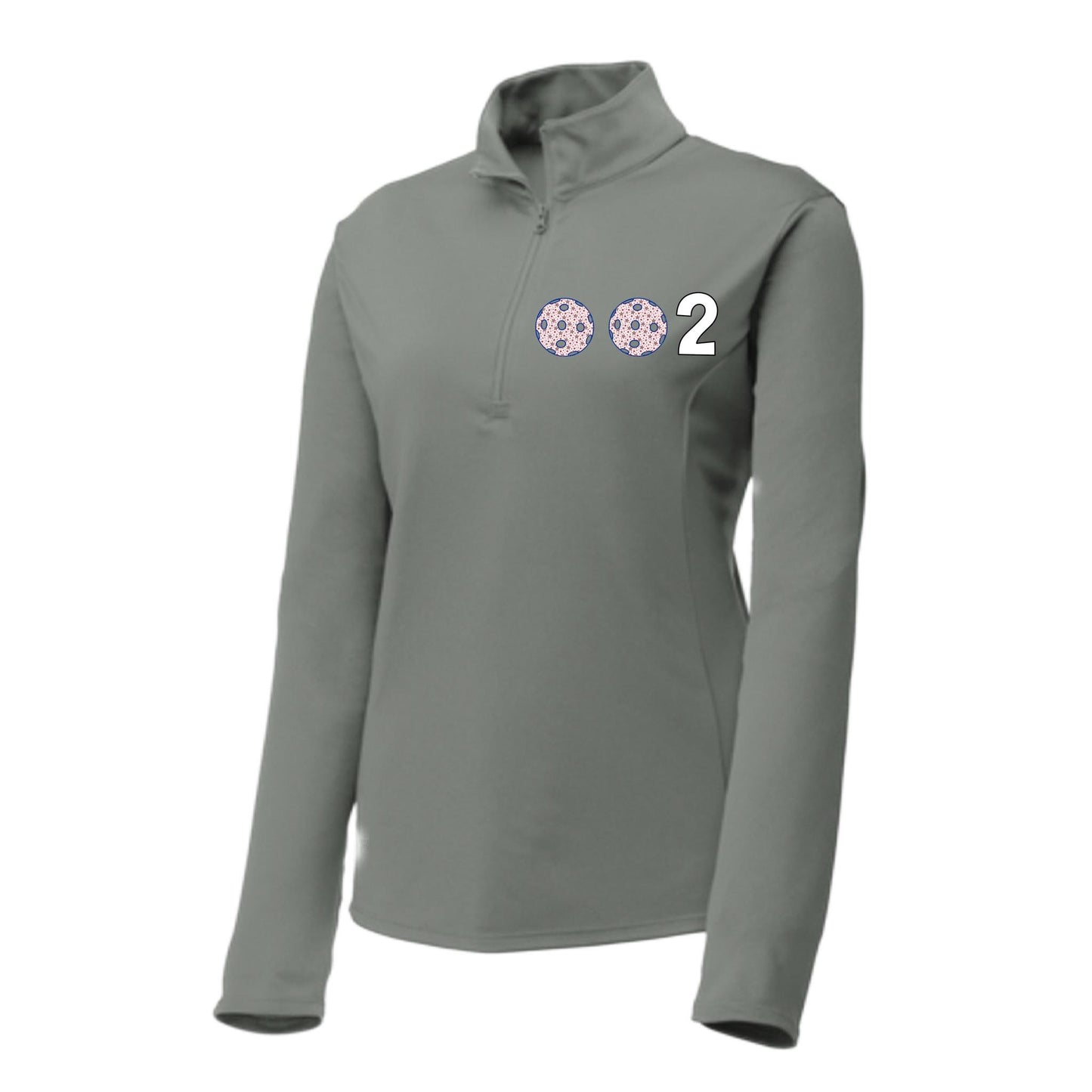 002 With Pickleballs (Patriotic Stars) | Women's 1/4 Zip Pullover Athletic Performance Shirt | 100% Polyester