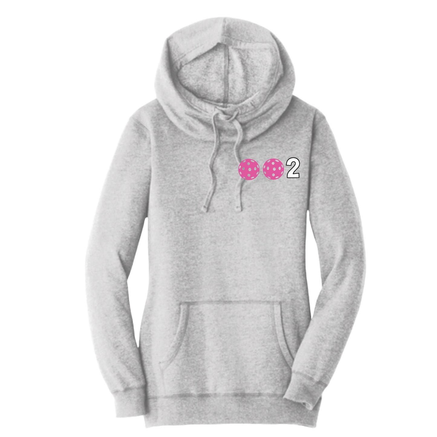 002 With Pickleballs (Pink Purple Rainbow) | Women’s Cowl-Neck Hoodie Pickleball Sweatshirt | 55% Cotton 45% Poly Fleece